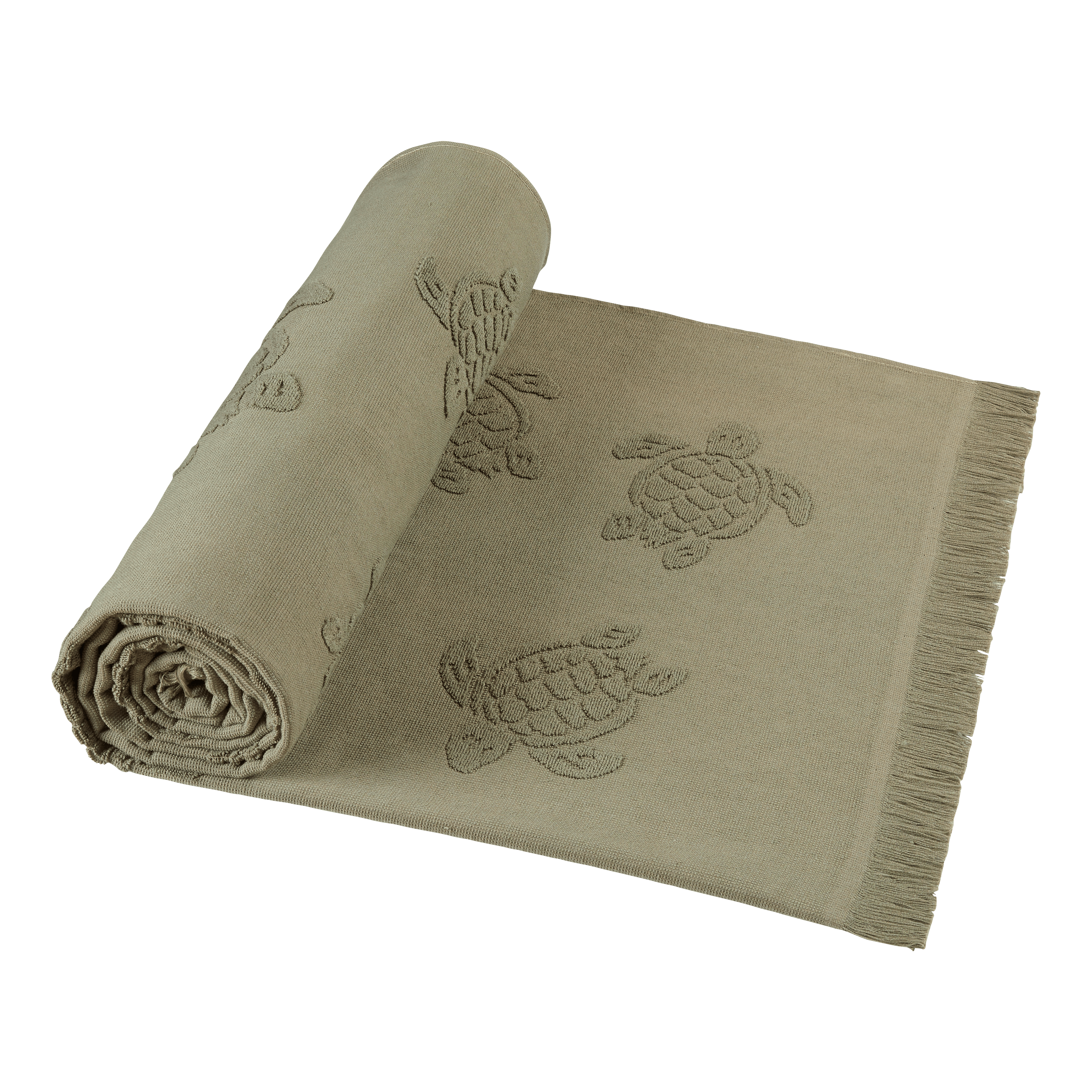 VILEBREQUIN Beach Towel in Organic Cotton Turtles Jacquard | OLIVIER / Green