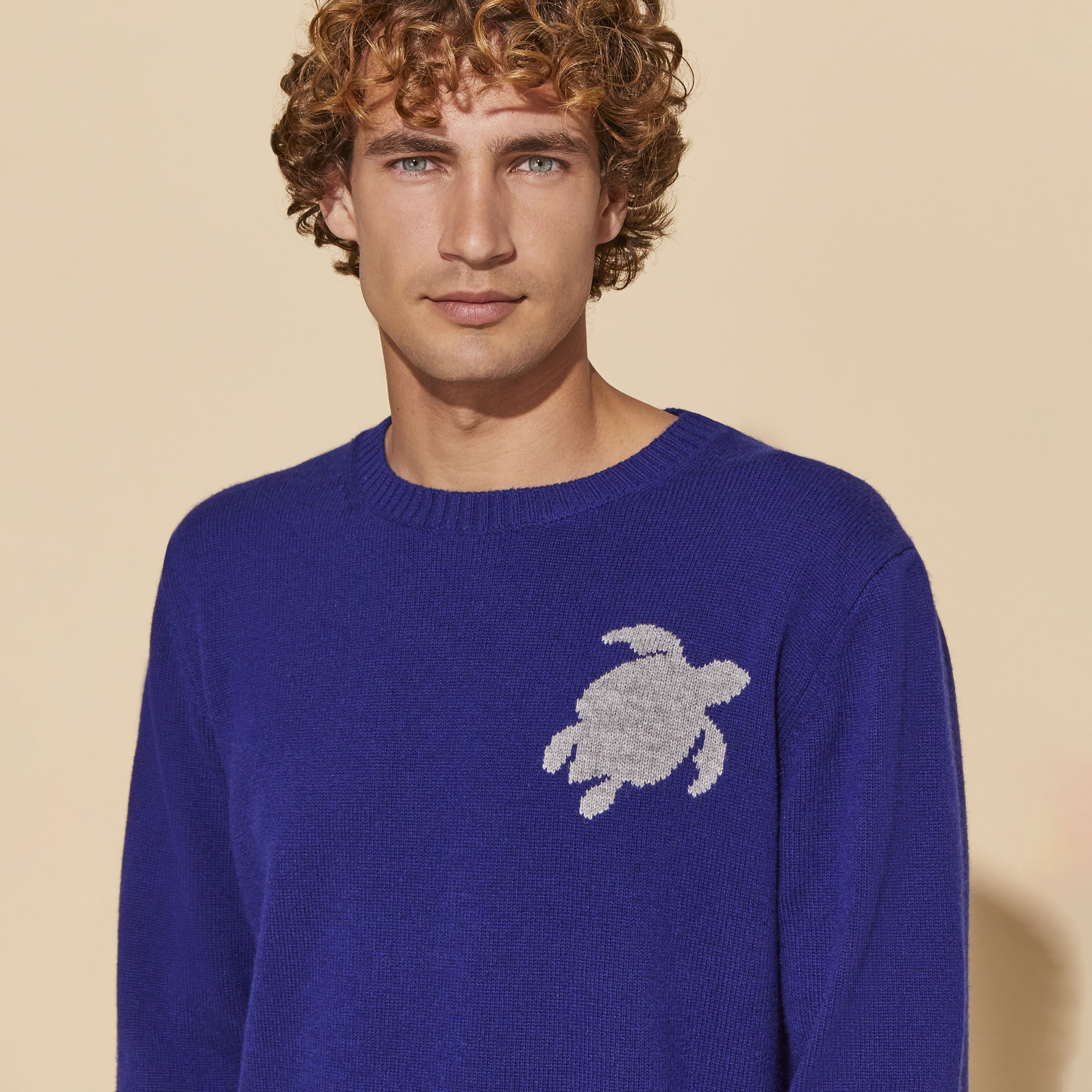 VILEBREQUIN Men Wool and Cashmere Crewneck Sweater Turtle | INK / Blue