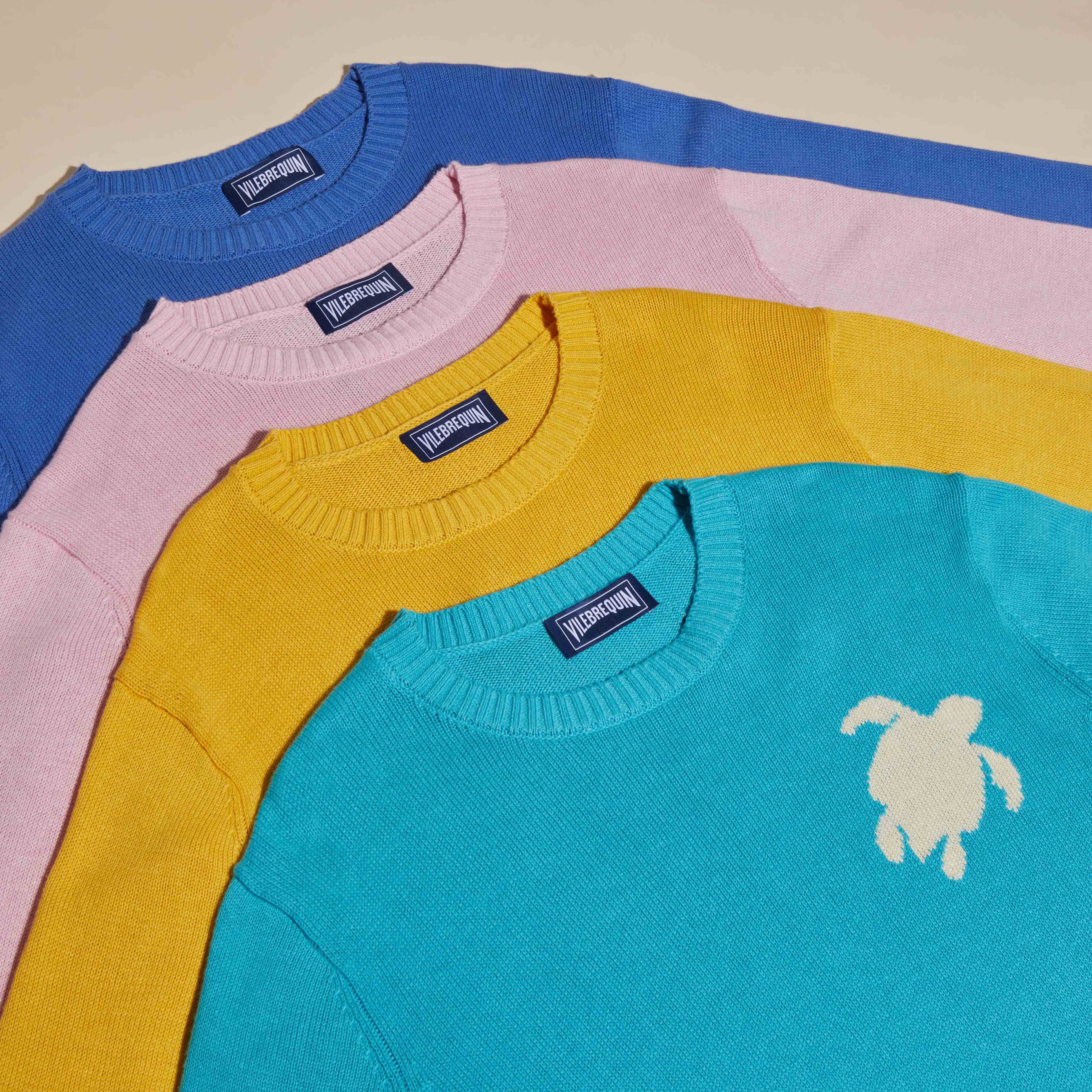 VILEBREQUIN Men Cotton and Cashmere Crewneck Sweater Turtle | TROPEZIAN BLUE / Blue