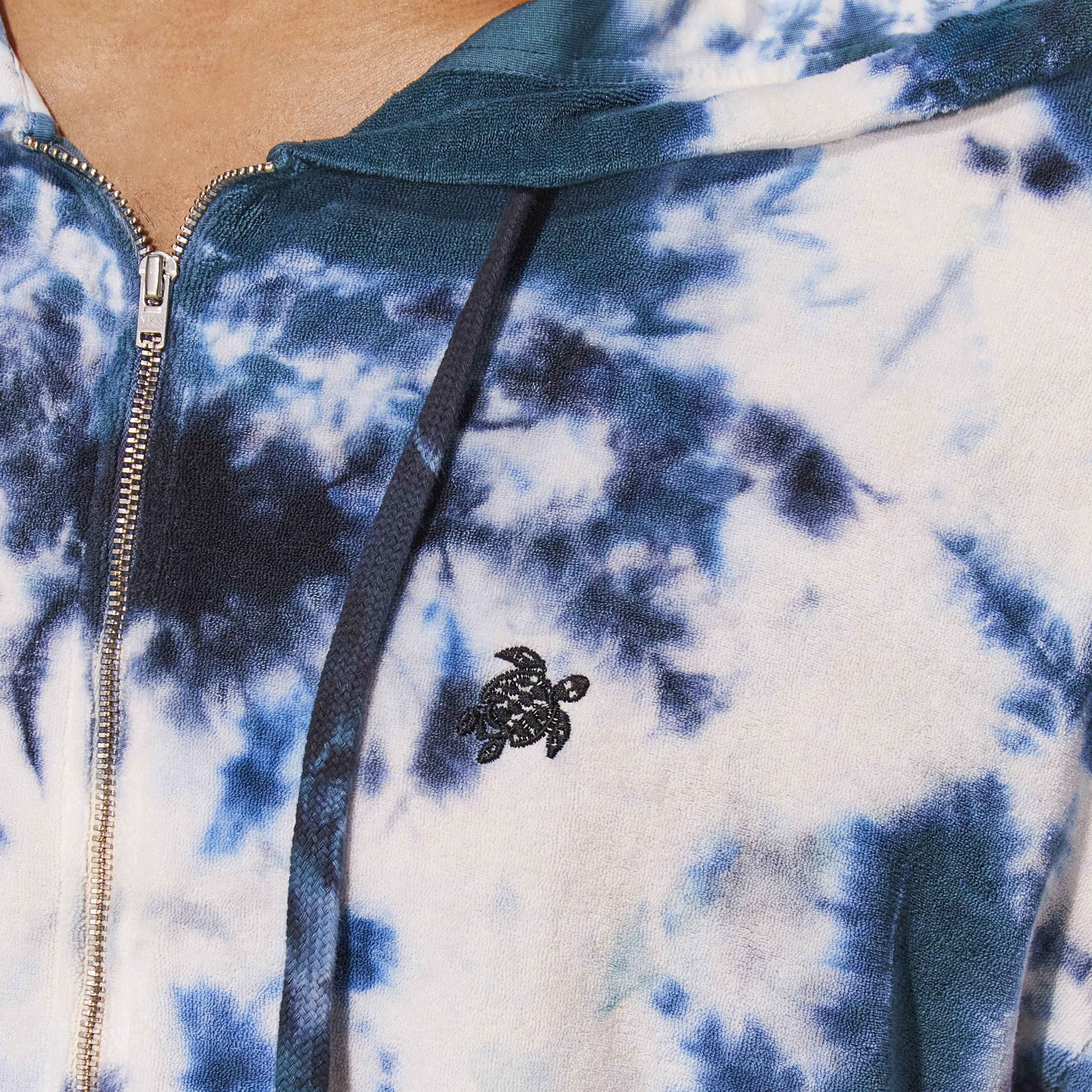 VILEBREQUIN Men Terry Full Zip Hooded Sweatshirt Rough Ocean Tie & Dye