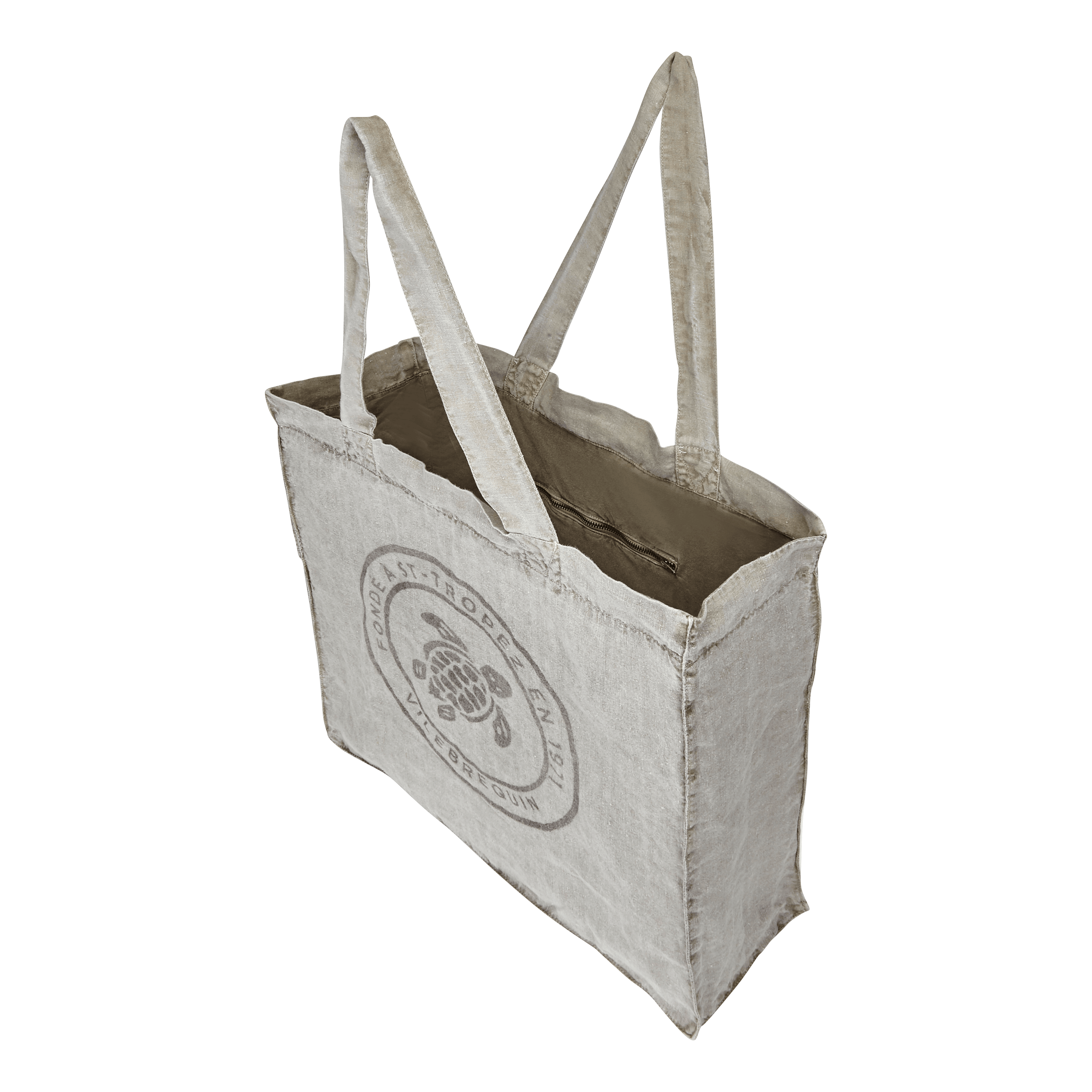 VILEBREQUIN Linen Turtle Unisex Tote Bag Mineral Dye | EUCALYPTUS / Green