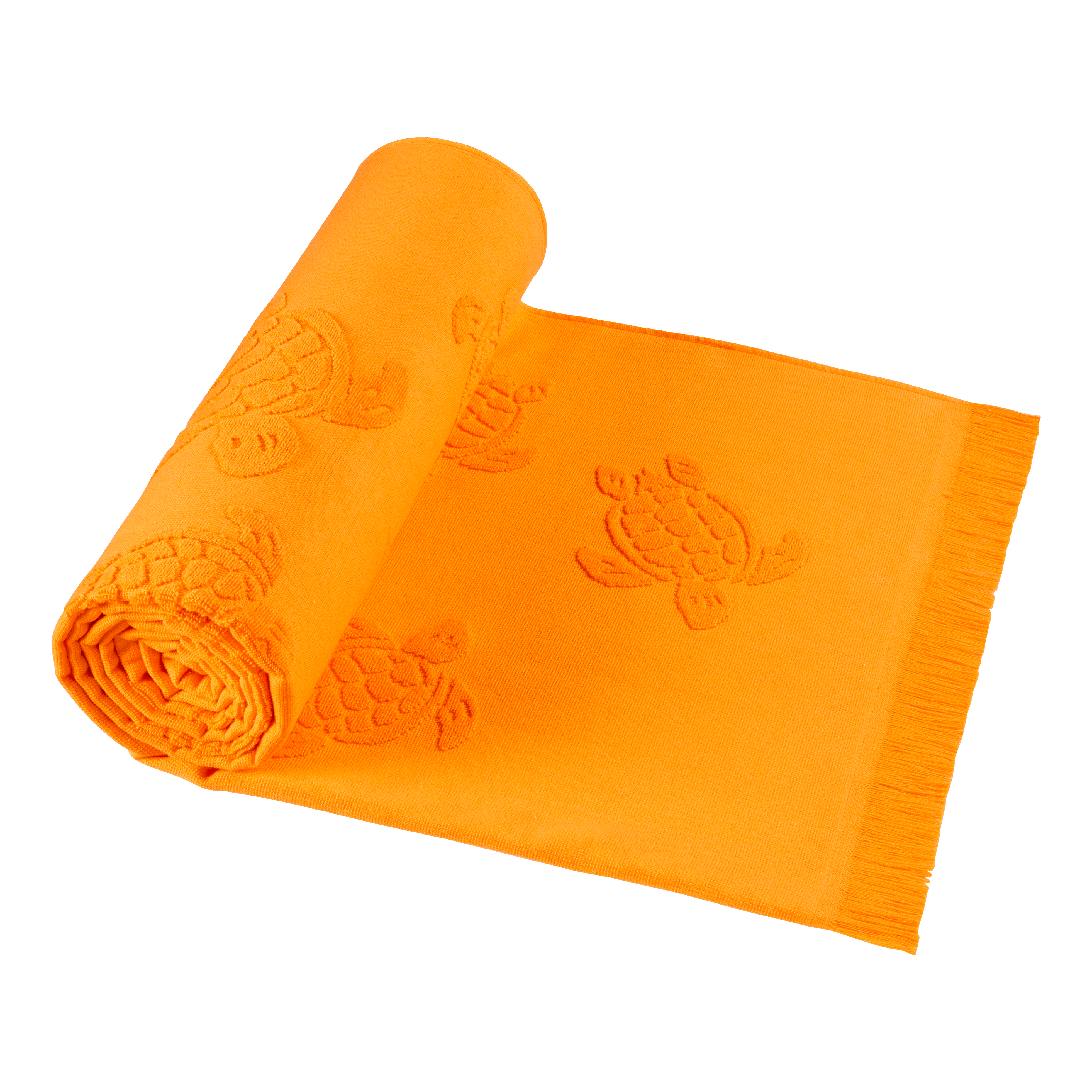 VILEBREQUIN Beach Towel in Organic Cotton Turtles Jacquard | CARROT / Orange