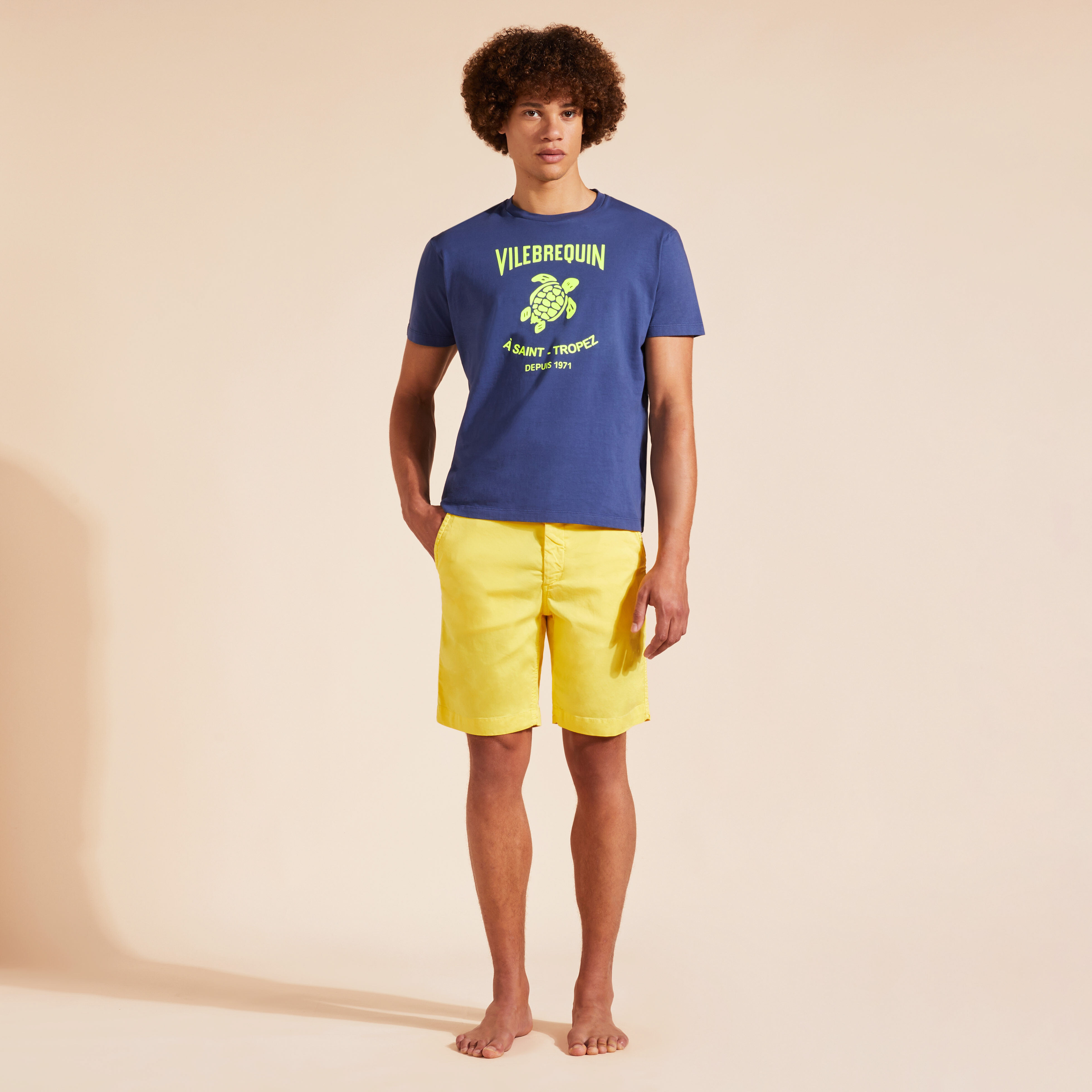 VILEBREQUIN Men Cotton T-Shirt Printed Turtle Logo | INK / Blue