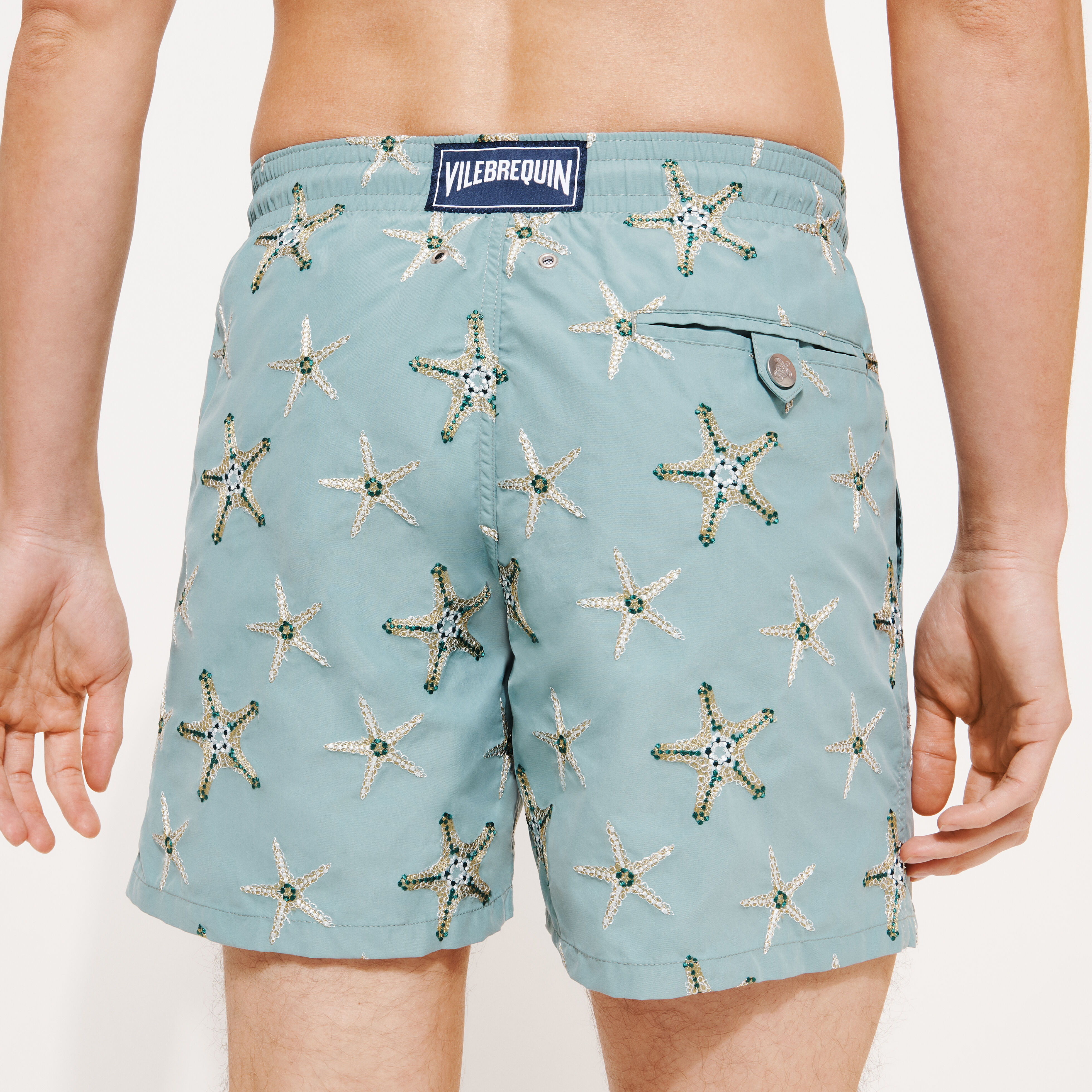 VILEBREQUIN Men Swim Shorts Embroidered Starfish Dance - Limited Edition | MINERAL BLUE / Blue