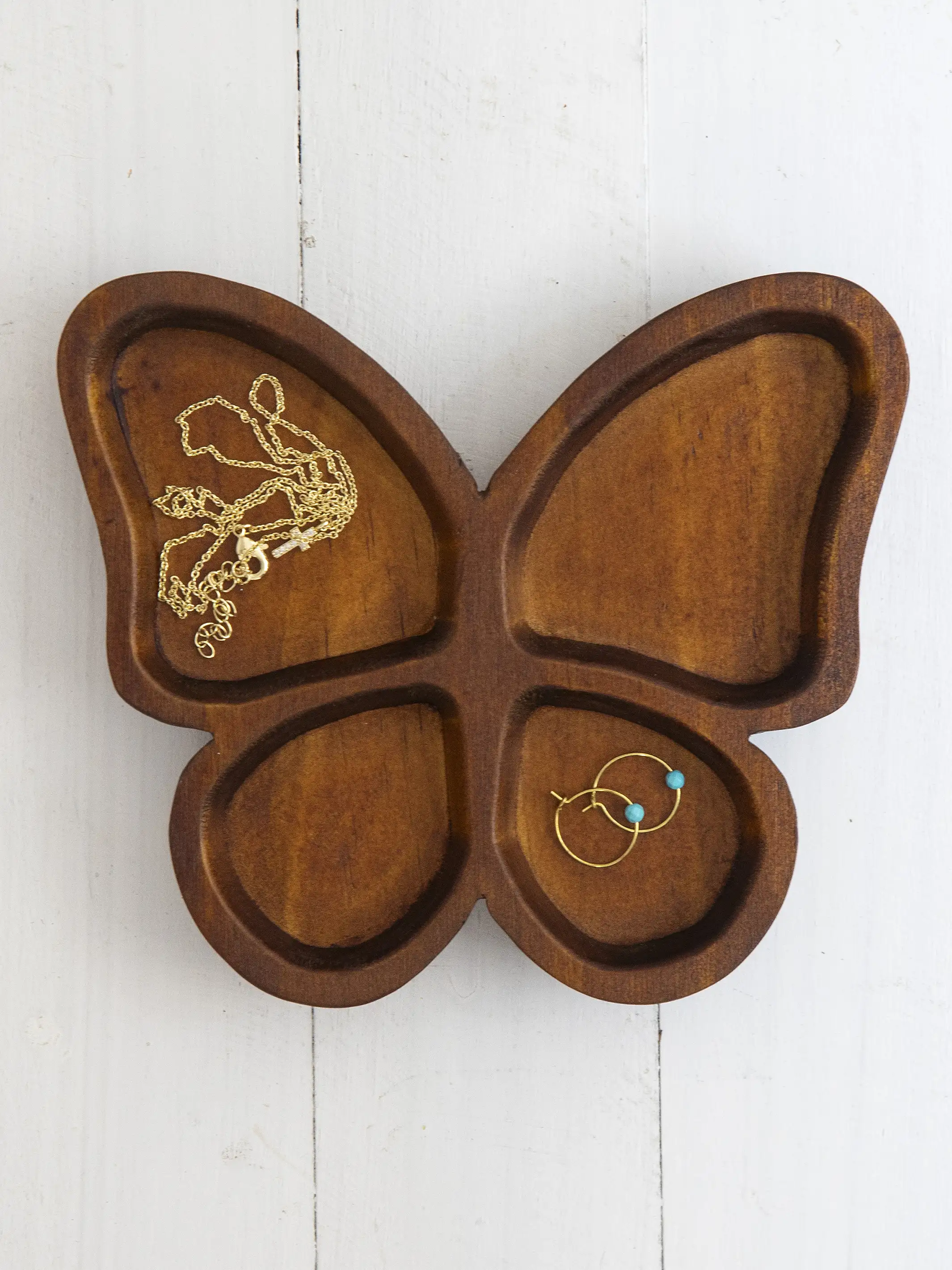 Carved Wood Trinket Dish - Butterfly