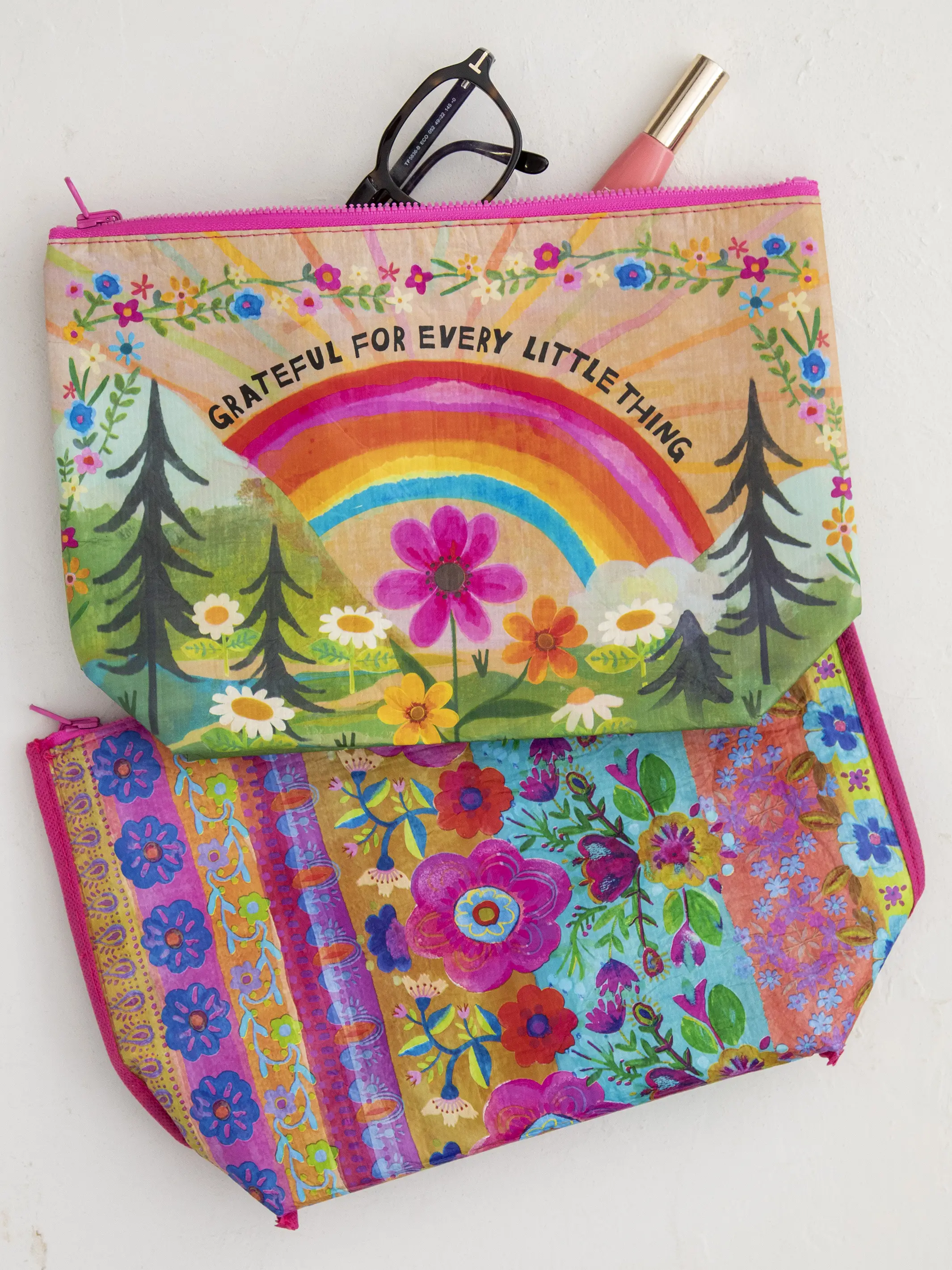 Recycled Zipper Pouch - Grateful