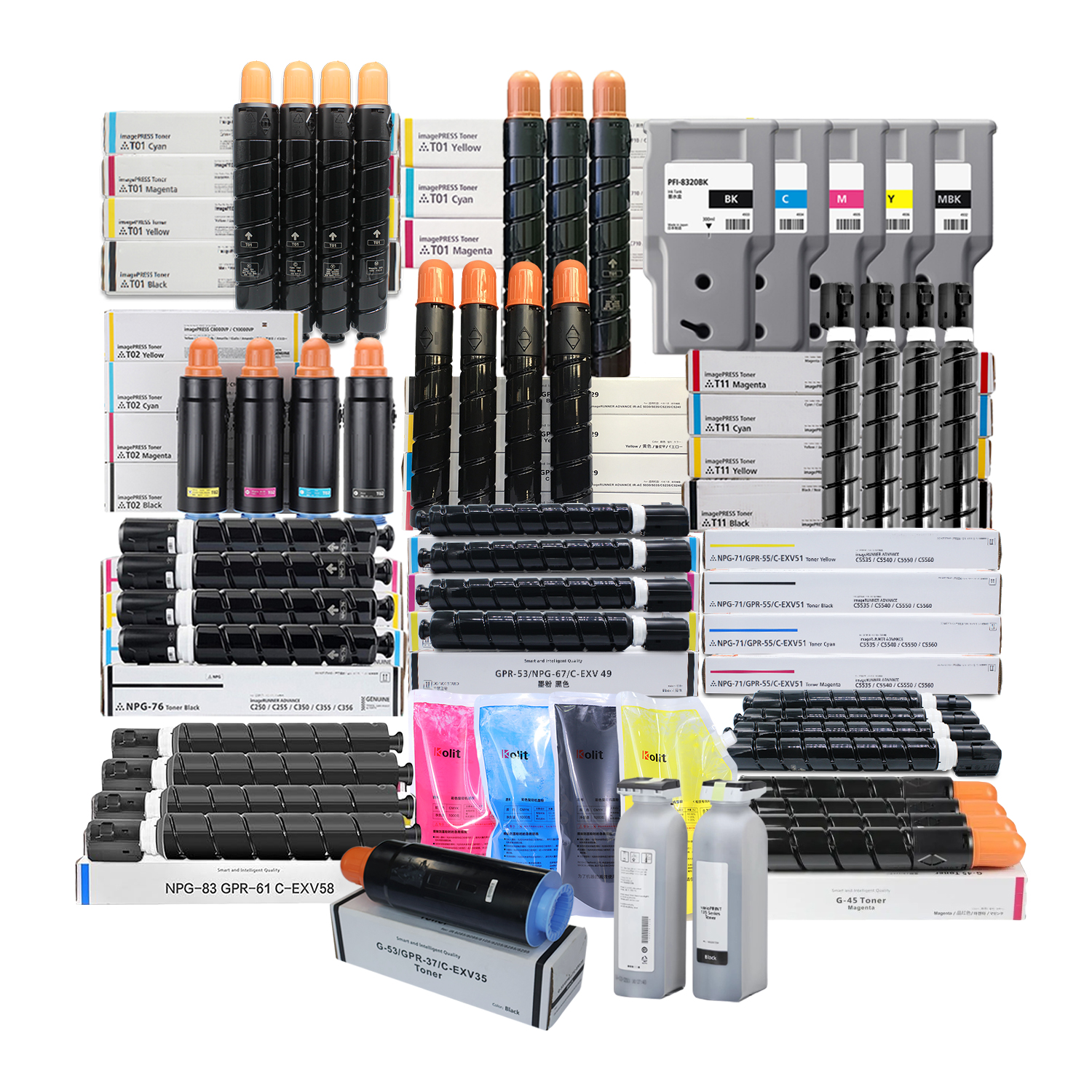 Original T01 Color Tonner Cartridge for Use in Copier Machine C650 C750 C700 C800 C850 C710 C810 C910 V700 V800 V900 Tonner