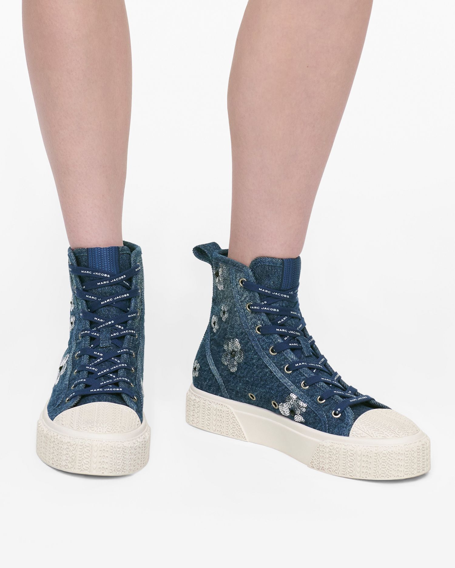 The Sequin Daisy Denim High Top Sneaker | Marc Jacobs Outlet