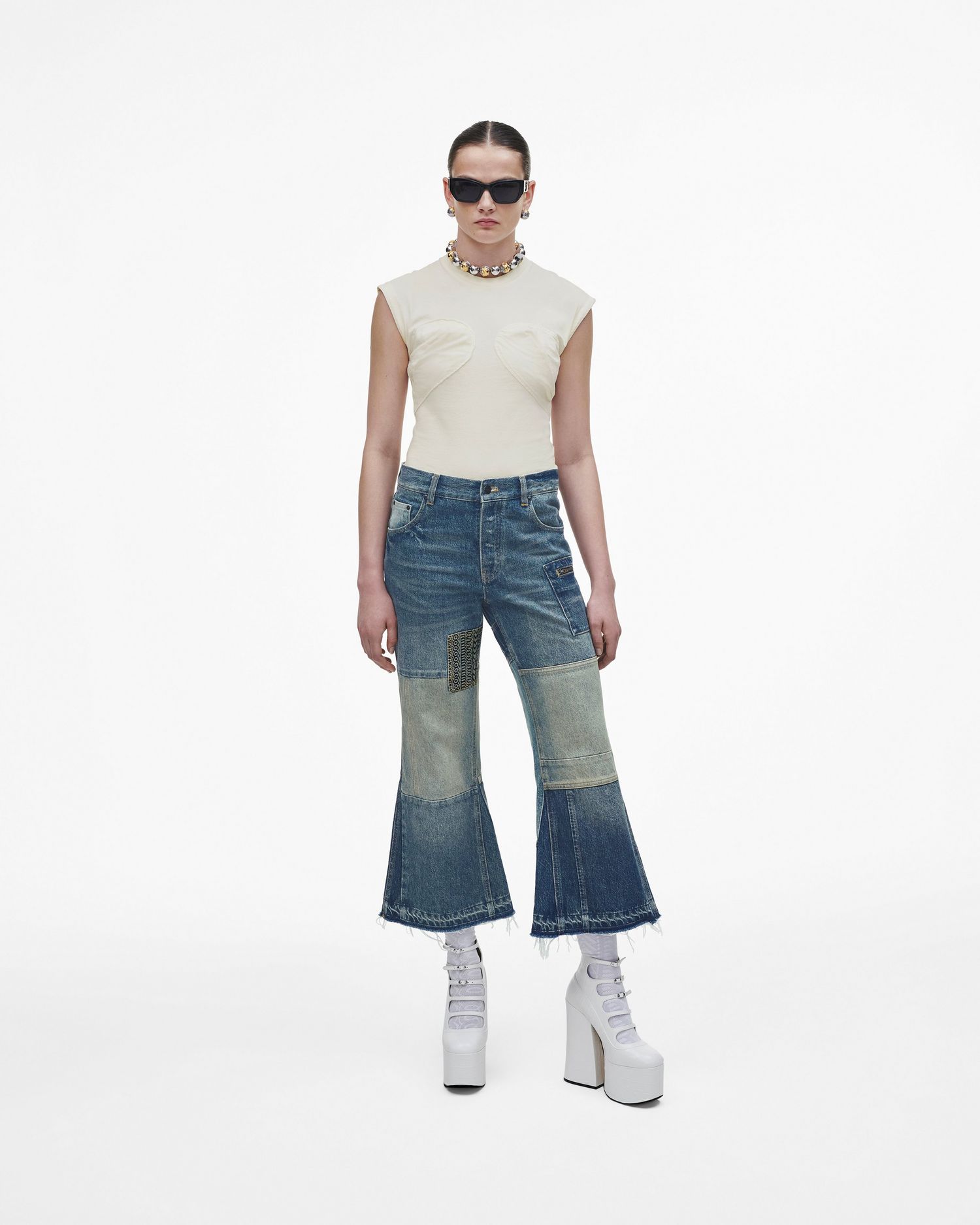 Patchwork Denim Cropped Flare Jean | Marc Jacobs Outlet