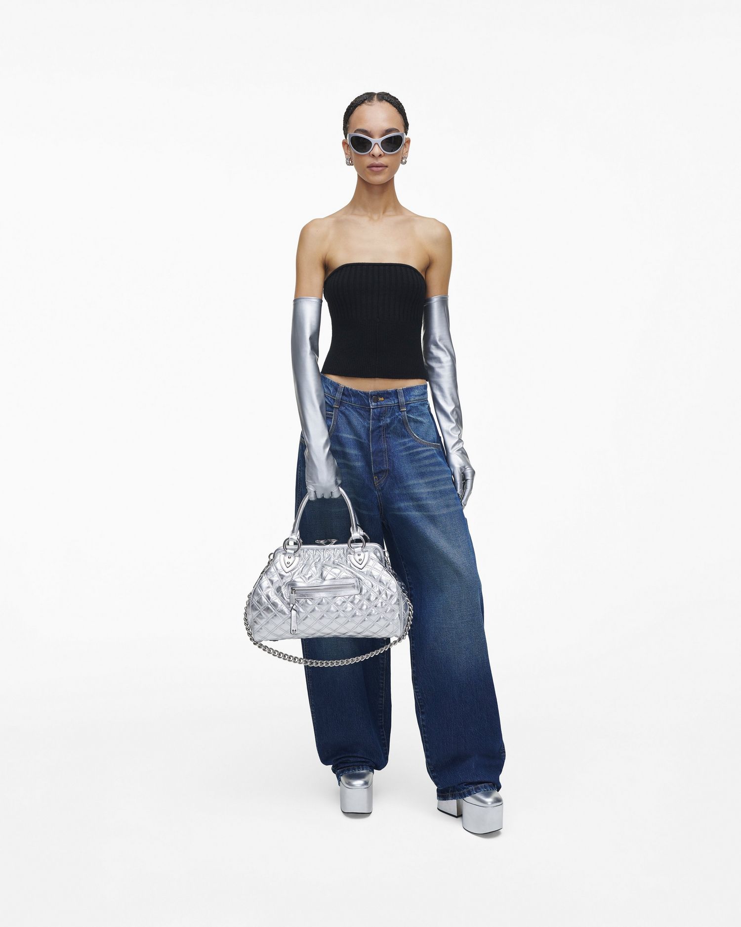 Re-Edition Quilted Metallic Leather Stam Bag | Marc Jacobs Outlet