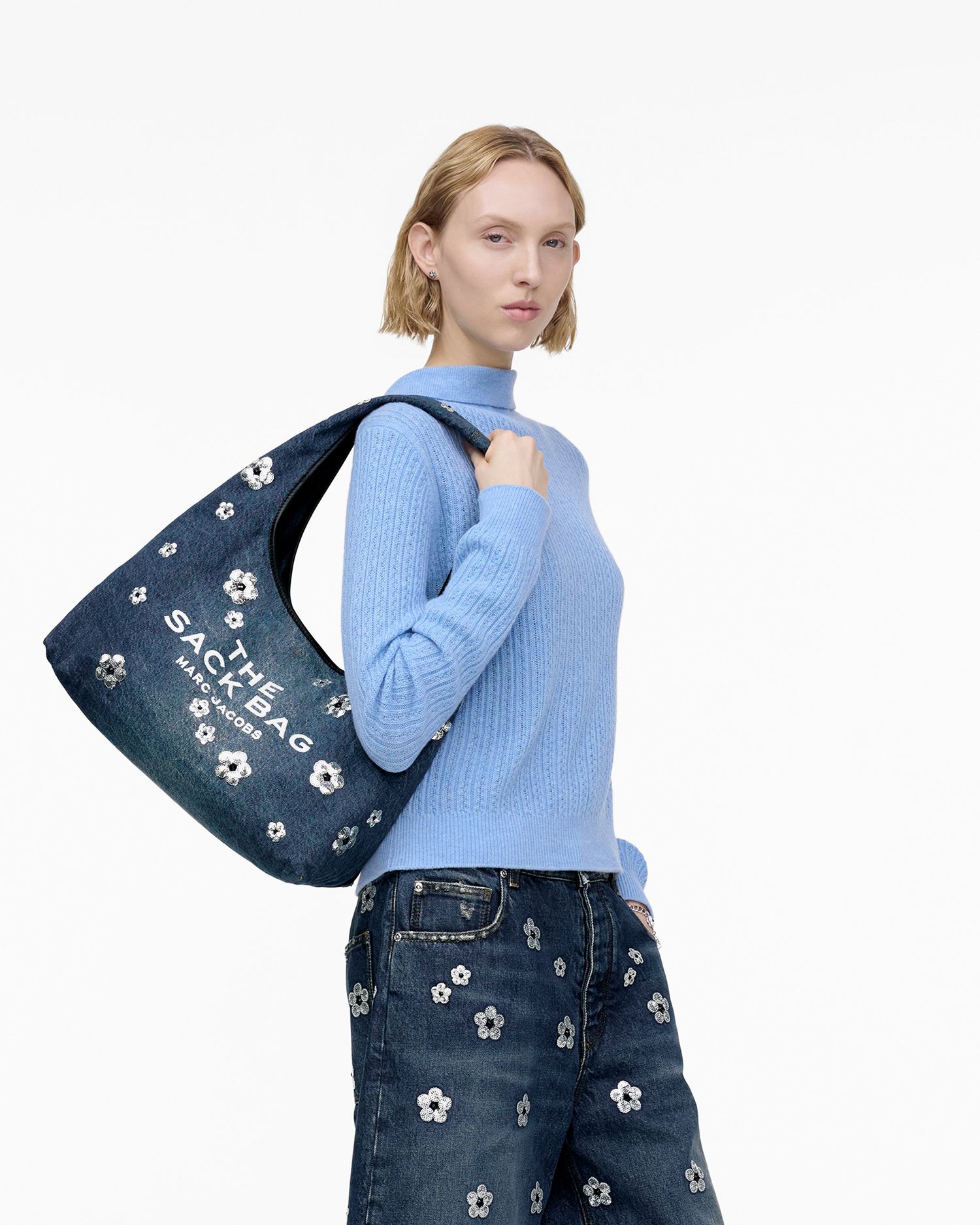 The Sequin Daisy Denim Sack Bag | Marc Jacobs Outlet