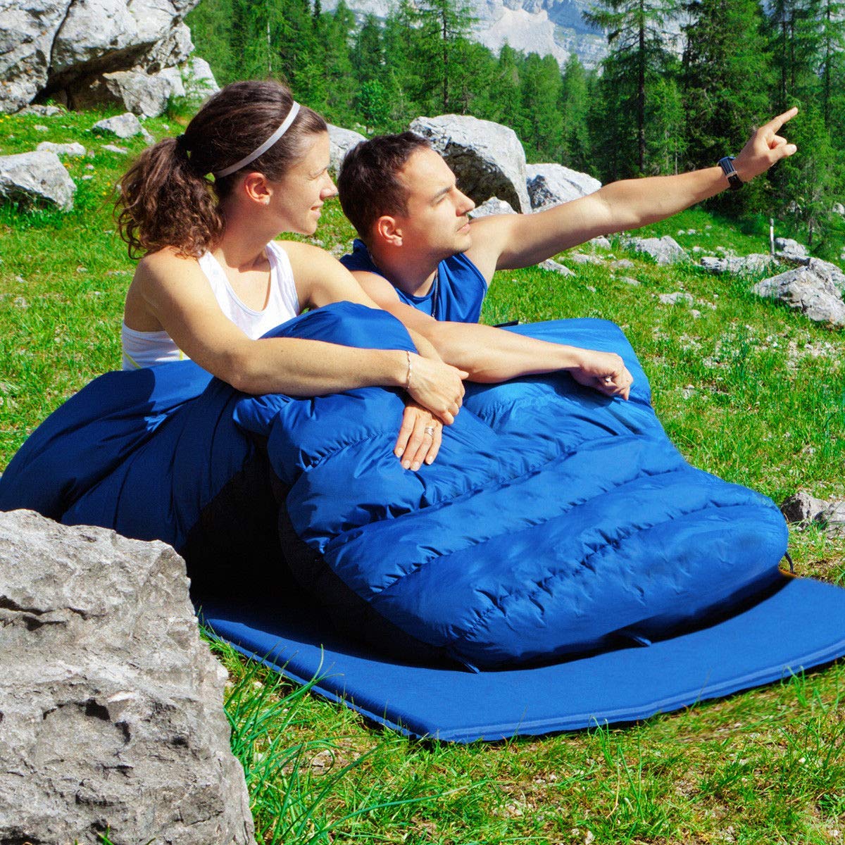 Double Sleeping Bag for Adults Kids, Queen Size XL 2 Person