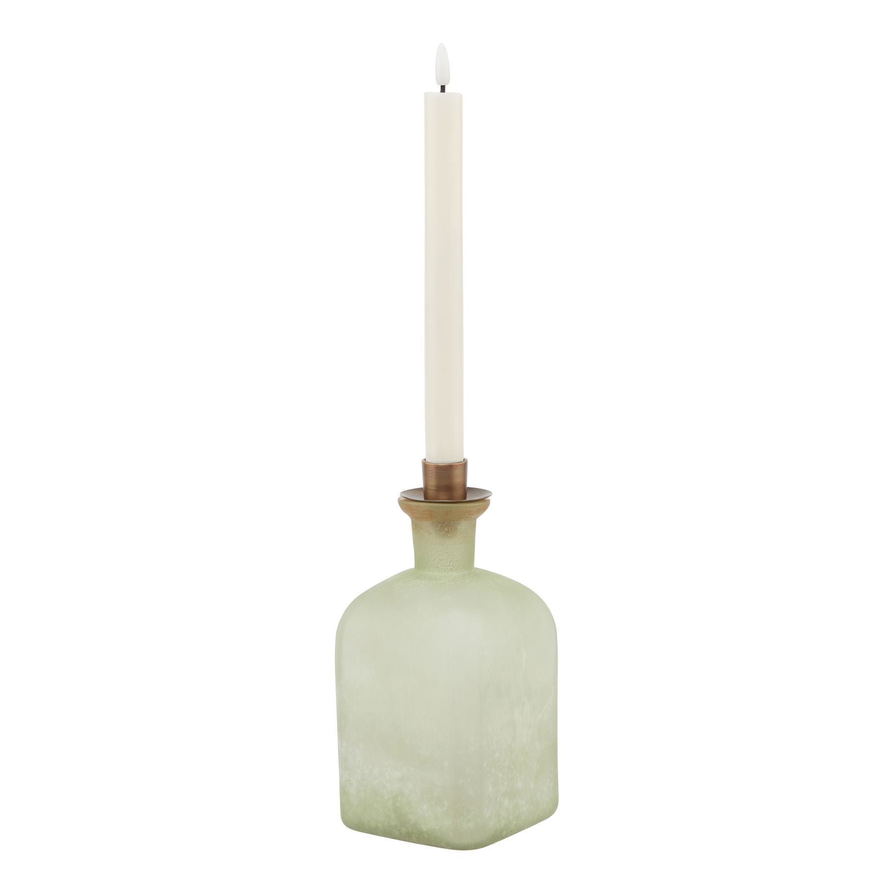 Smoked Sage And Aged Brass Large Candle Holder Vase