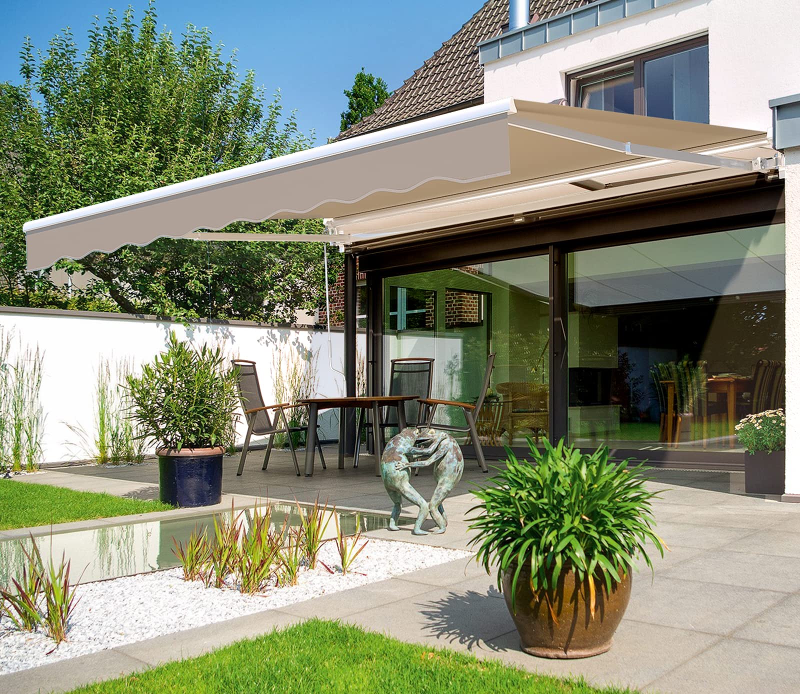 AECOJOY 10'��8' Manual Retractable Awning Sun Shade Patio Awning Cover