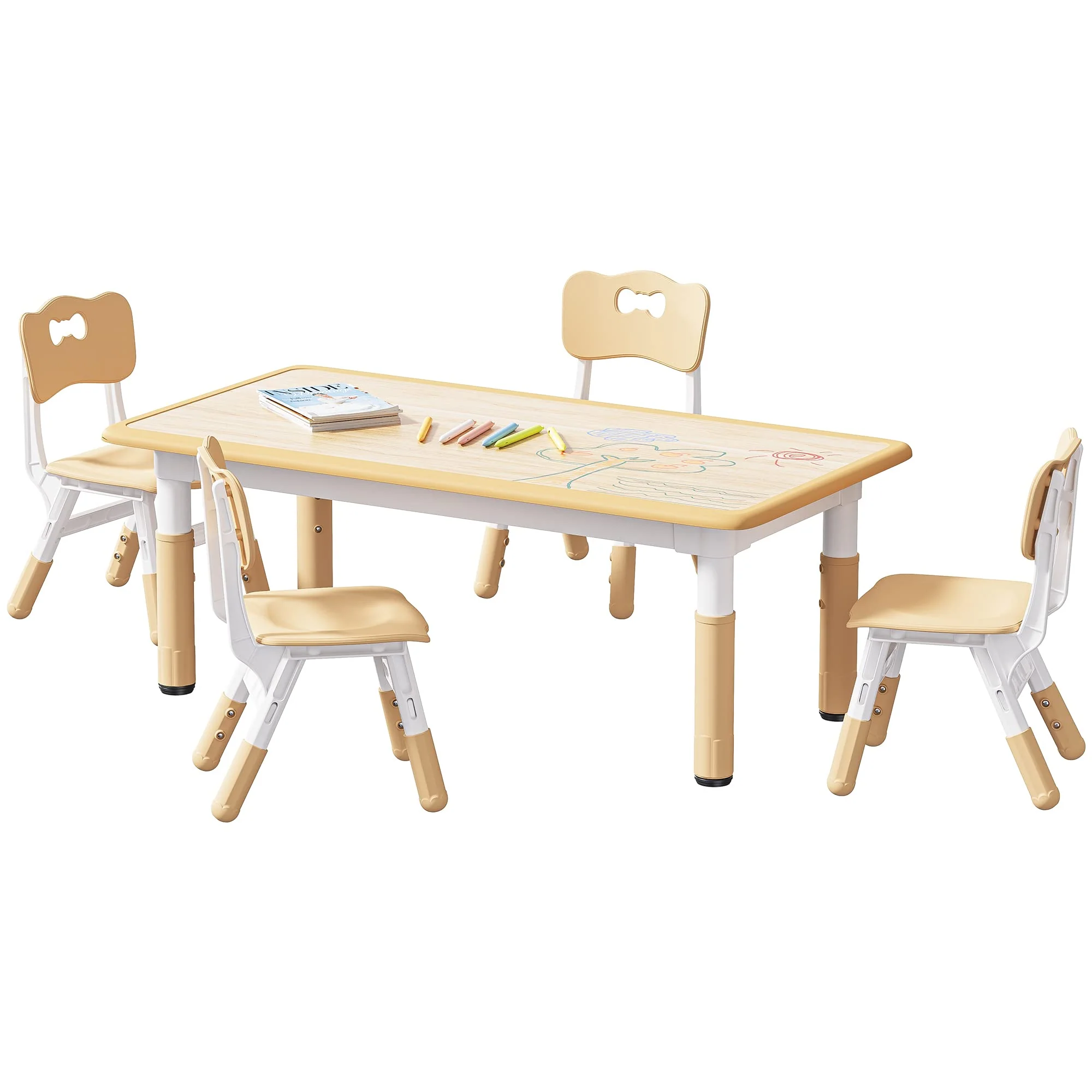 Brelley Kids Table and 4 Chairs Set for Ages 2-8