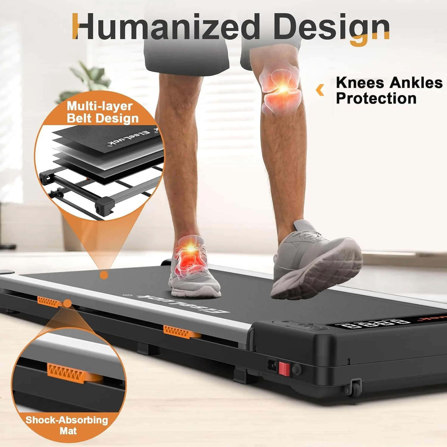 Elseluck Walking Pad, Under Desk Treadmill for Home Office
