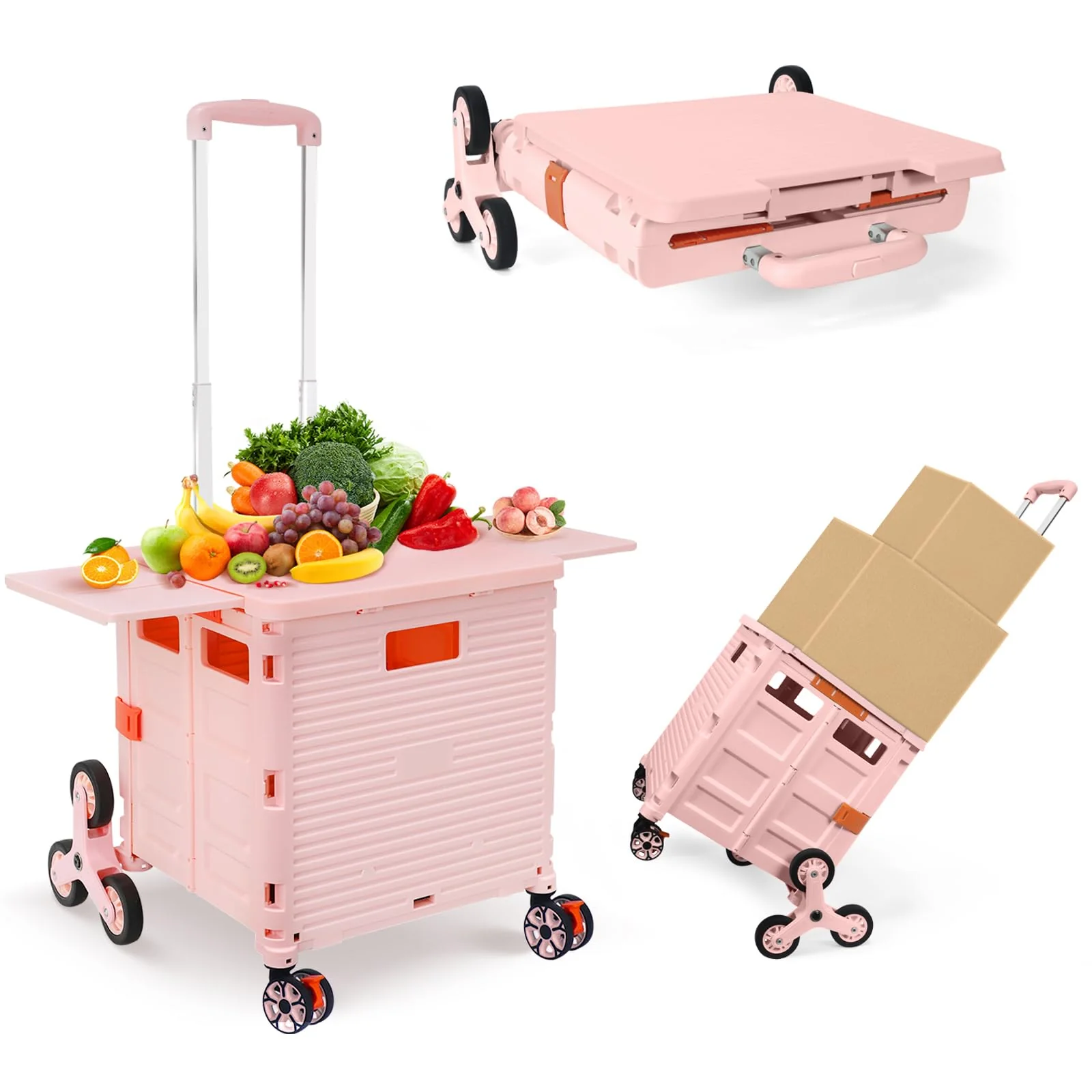 Foldable Utility Cart with Stair Climbing Wheels