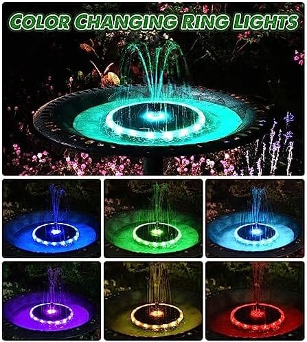 4W Solar Powered Bird Bath Fountains with 8 Nozzles