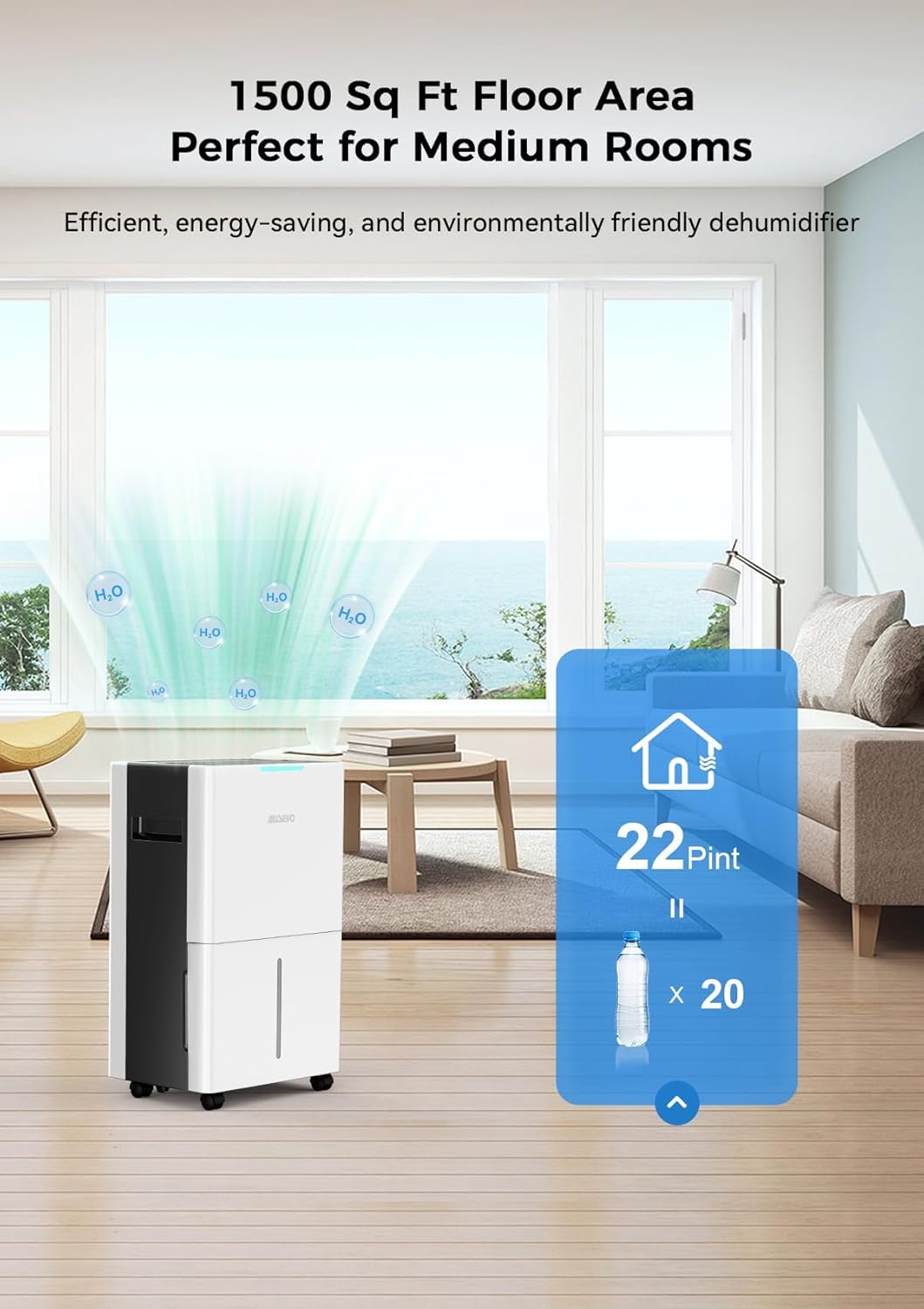 Aiusevo 1500 Sq.ft Dehumidifier for Basement and Bedroom