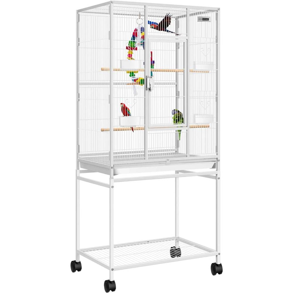 VIVOHOME 54 Inch Wrought Iron Large Bird Flight Cage with Rolling Stand