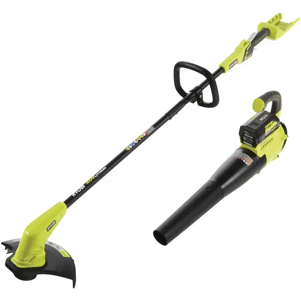 Ryobi 40V Cordless Battery String Trimmer And Jet Fan Blower Combo Kit