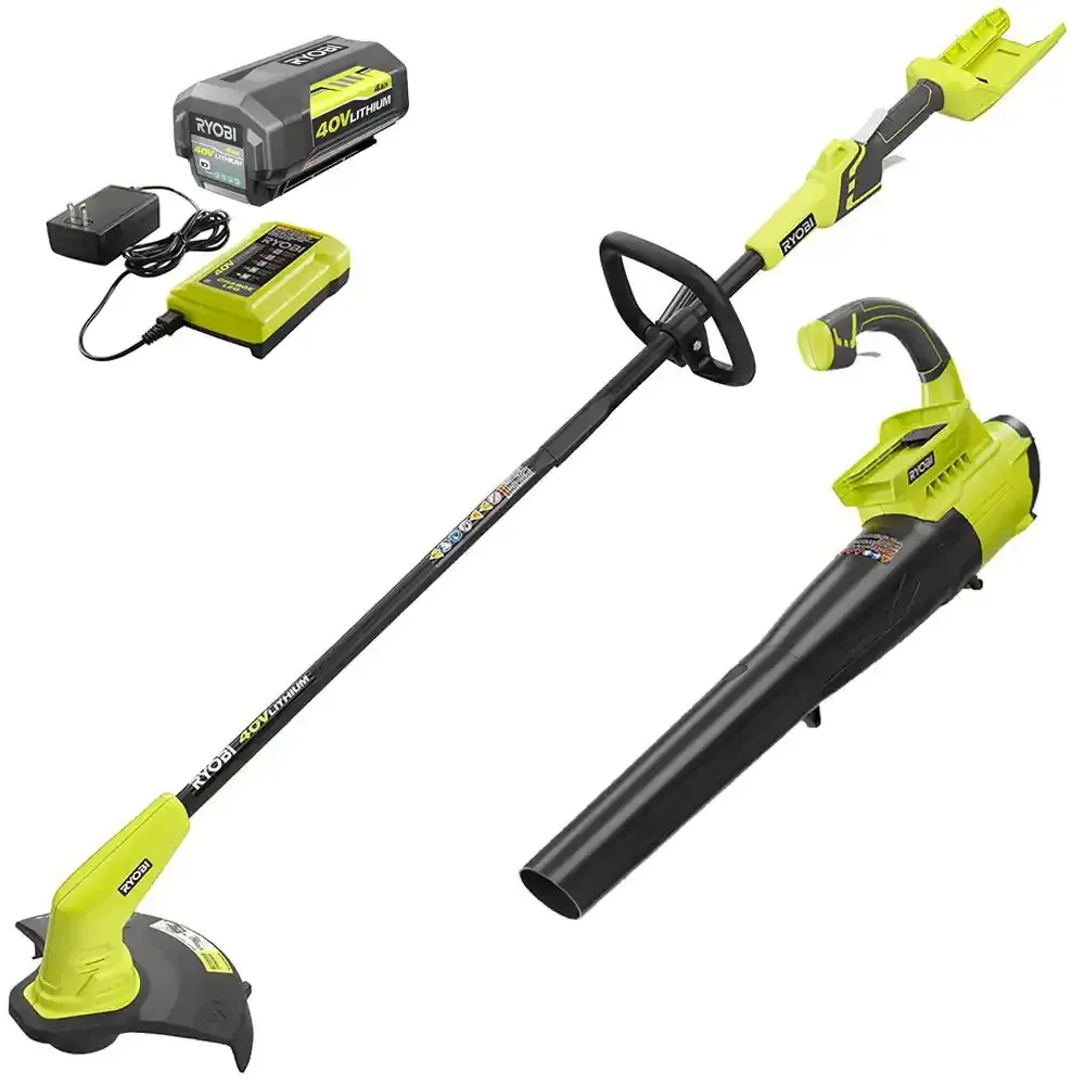 Ryobi 40V Cordless Battery String Trimmer And Jet Fan Blower Combo Kit