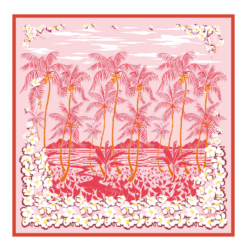 Carré de soie 90 Fleurs Hawaïennes<br>Soie - Sienne