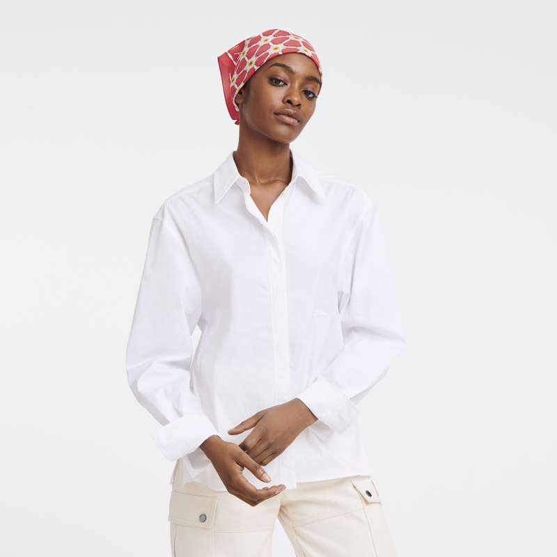 Carré de soie 50 Marguerites<br>Soie - Fraise