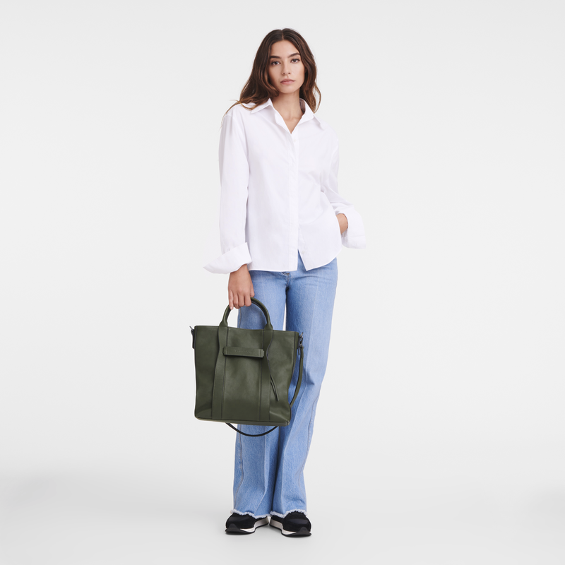 Sac cabas L Longchamp 3D<br>Cuir - Kaki