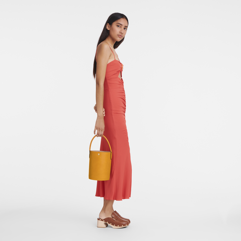 Sac seau S Épure<br>Cuir - Abricot