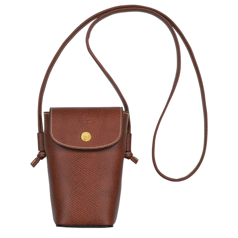 Etui téléphone avec cordon Épure<br>Cuir - Brun