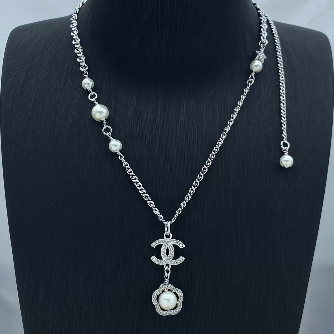 replica Chanel Flower Drop Pendant Long Necklace - H Lin Jewelry