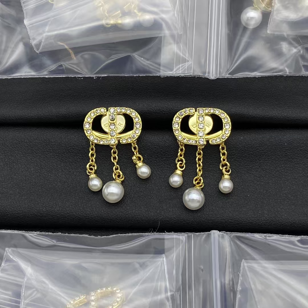 replica Dior CD Pearl Tassel Earrings - H Lin Jewelry