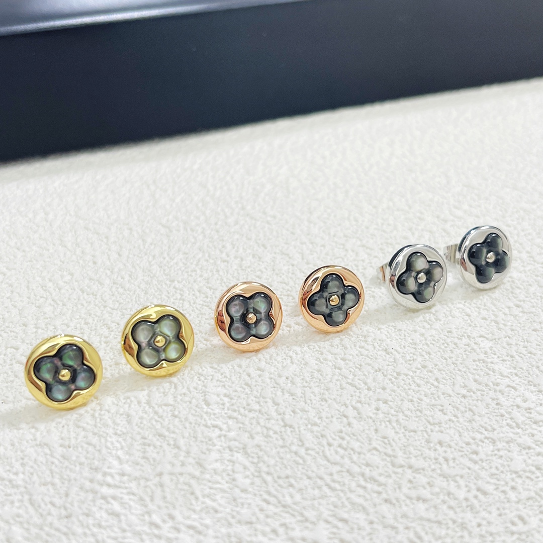 replica Louis Vuitton Gray Mother of Pearl Stud Earrings - H Lin Jewelry