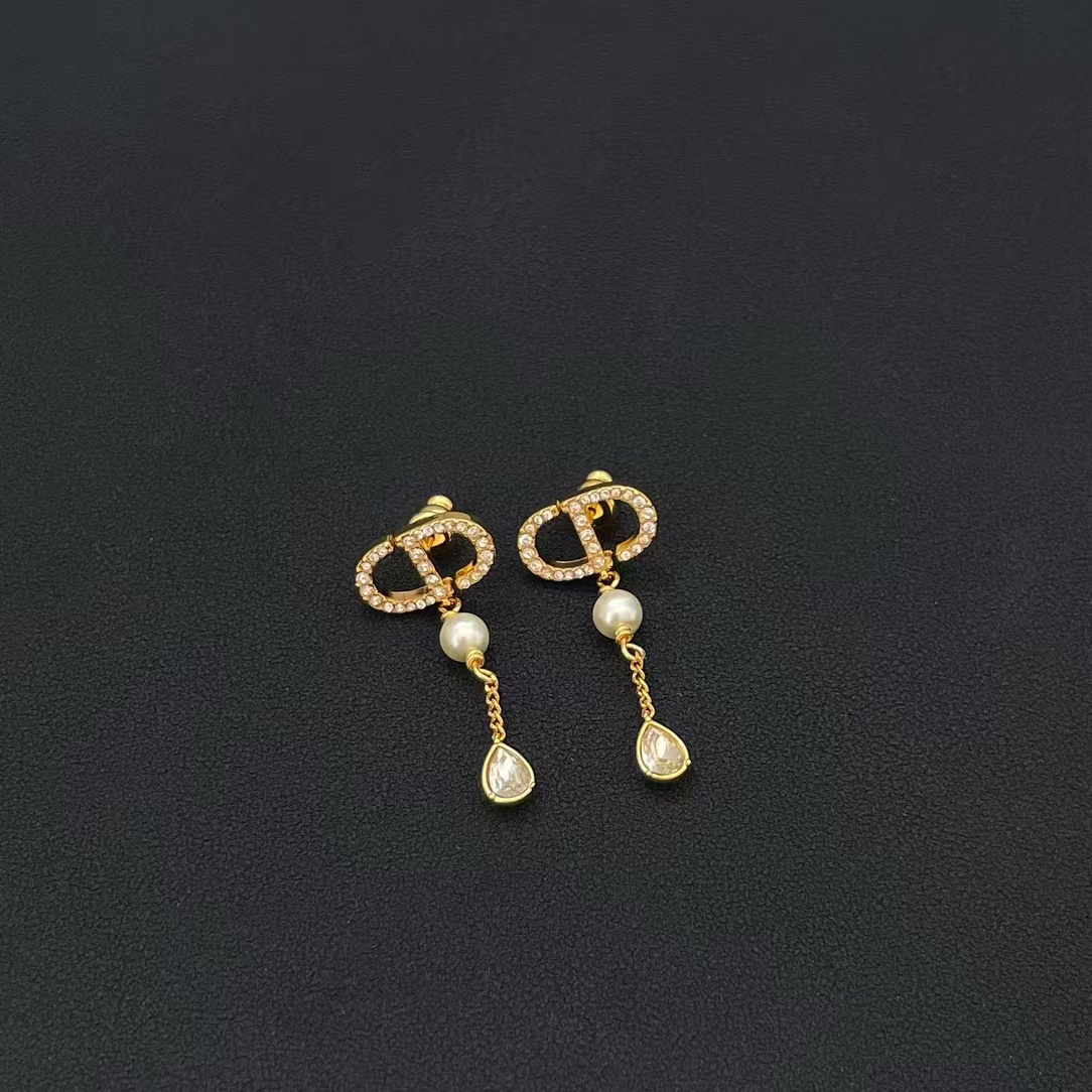 replica Dior CD Teardrop Pearl Earrings - H Lin Jewelry