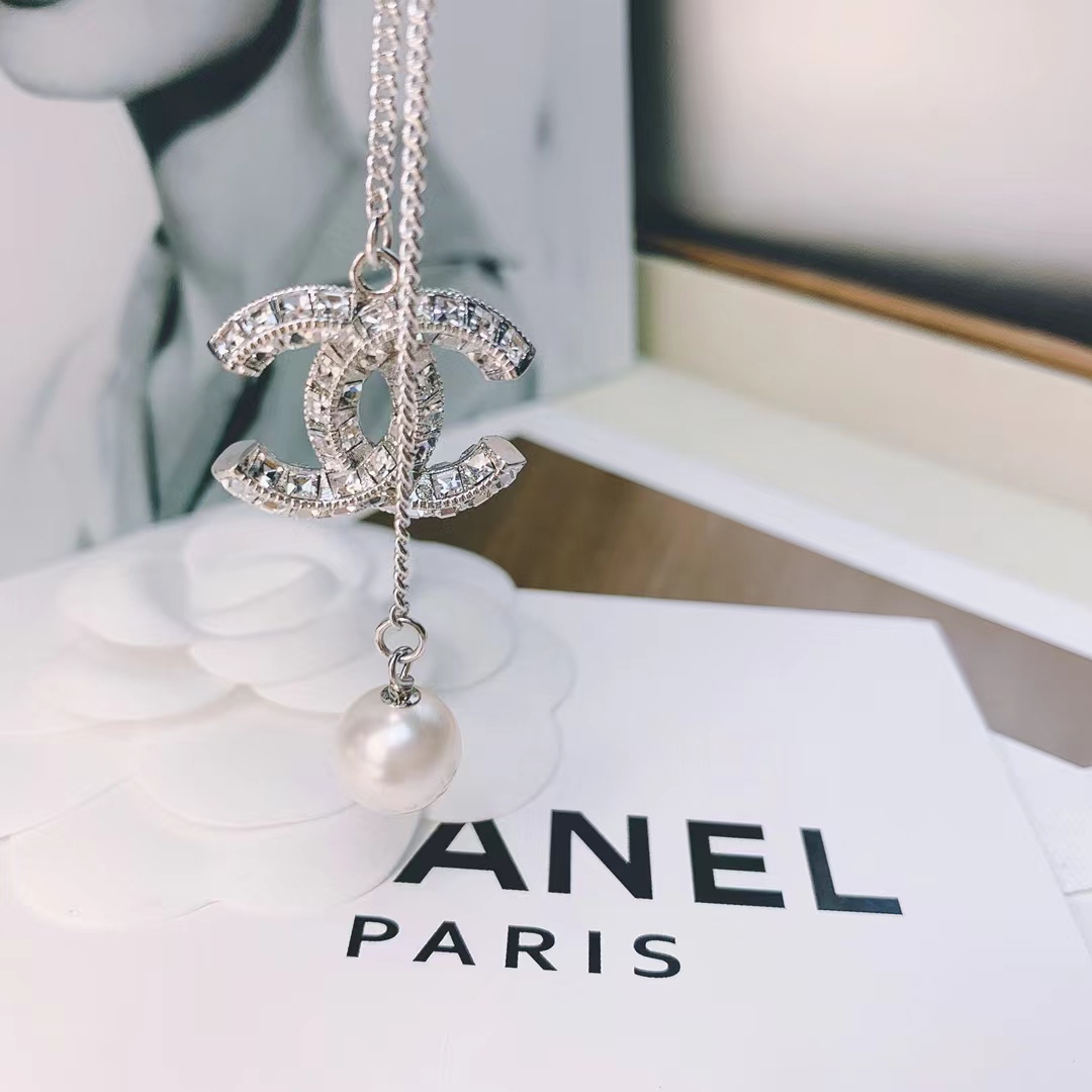 replica Chanel Silver Color Tassel Pendant Necklace - H Lin Jewelry