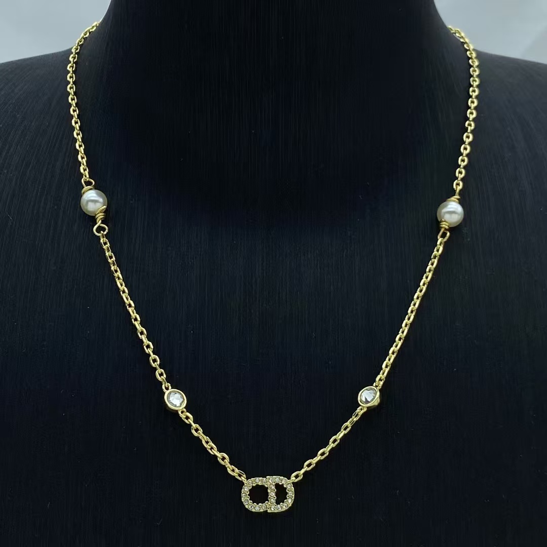 replica Dior CD Pendant Gold Chain Necklace - H Lin Jewelry