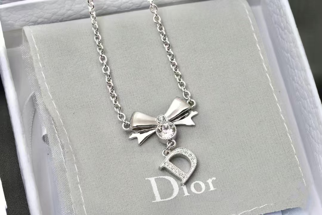 replica Dior Bow Letter D Pendant Necklace - H Lin Jewelry