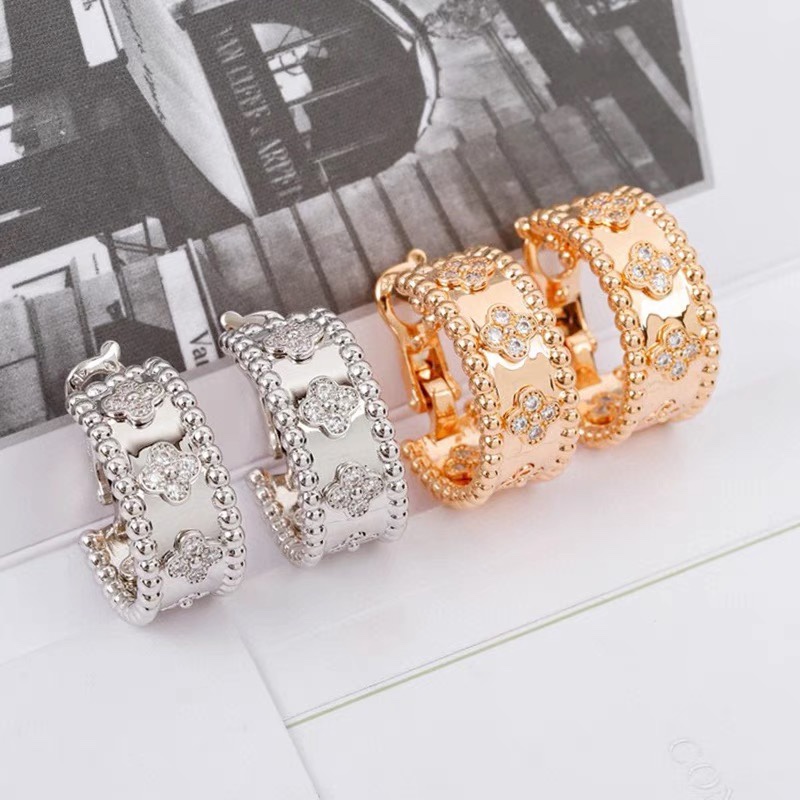 replica Van Cleef & Arpels Perlee Clovers Hoop Earrings - H Lin Jewelry