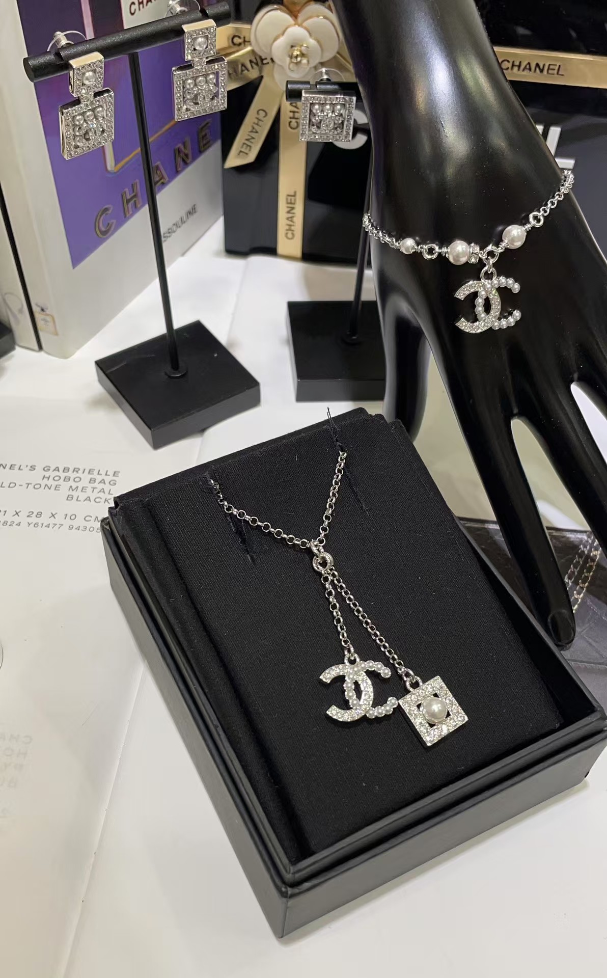 replica Chanel Two Pendants Drop Y Necklace - H Lin Jewelry