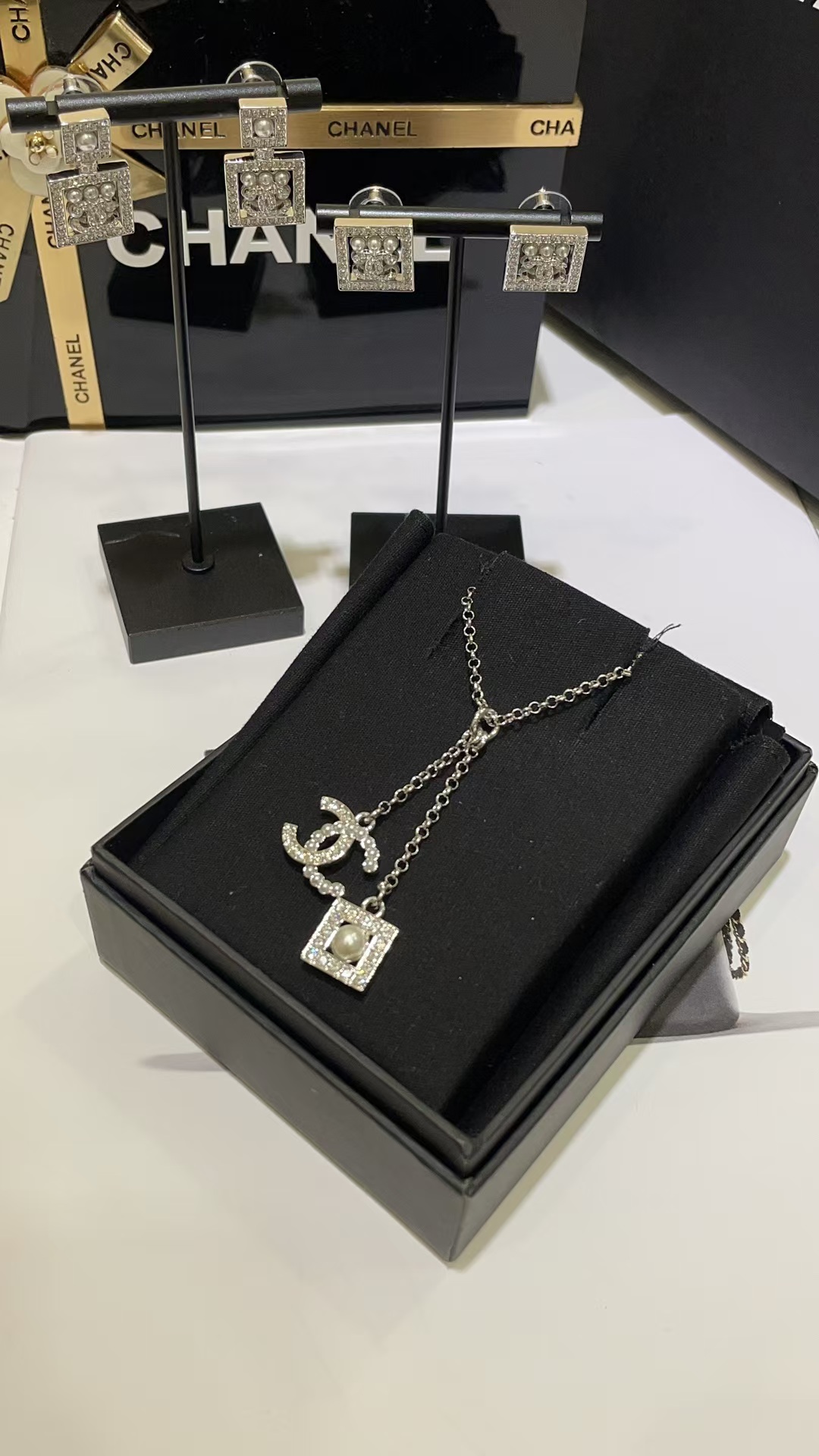 replica Chanel Two Pendants Drop Y Necklace - H Lin Jewelry