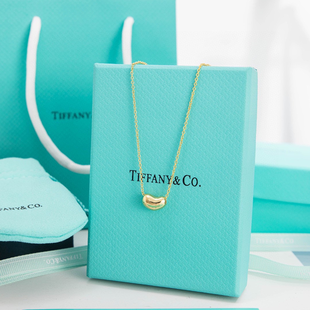 replica Tiffany Elsa Peretti® Bean® design Pendant Necklace in Yellow Gold, 6.5 mm - H Lin Jewelry