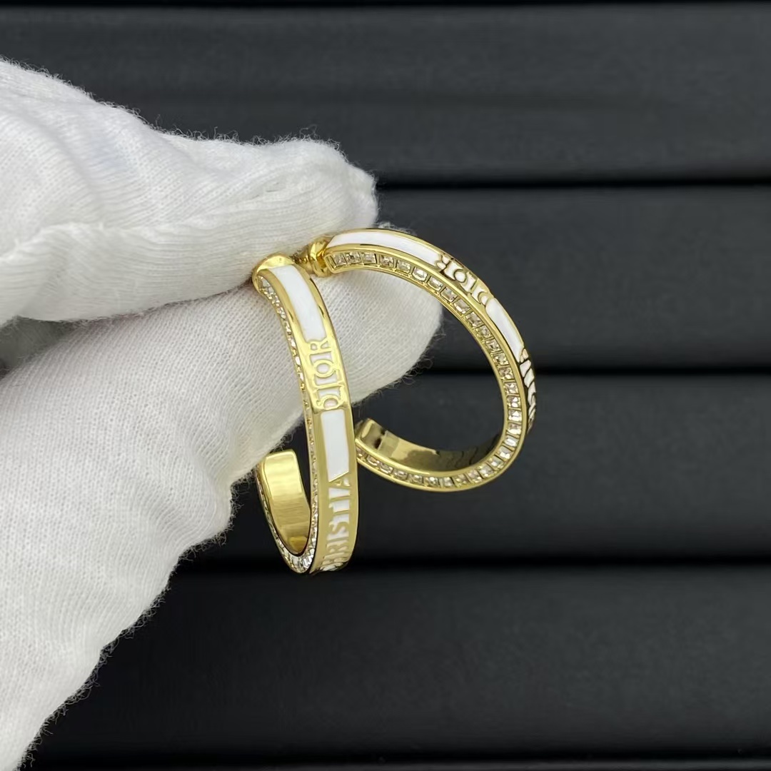 replica Dior Hoop Enamel Earrings - H Lin Jewelry