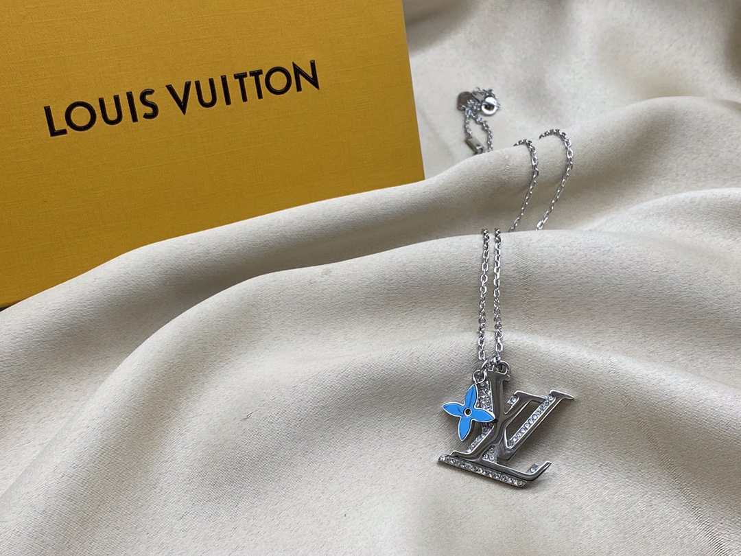 replica Louis Vuitton Diamond Paved LV Monogram Necklace - H Lin Jewelry