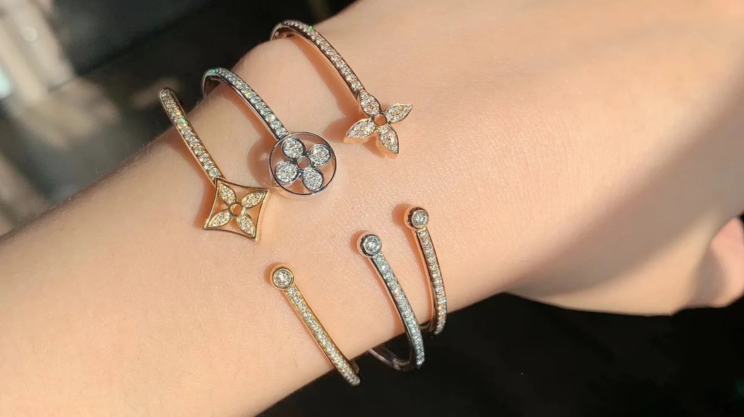 replica Louis Vuitton Dainty Diamond Open Cuff Bangle Bracelet - H Lin Jewelry