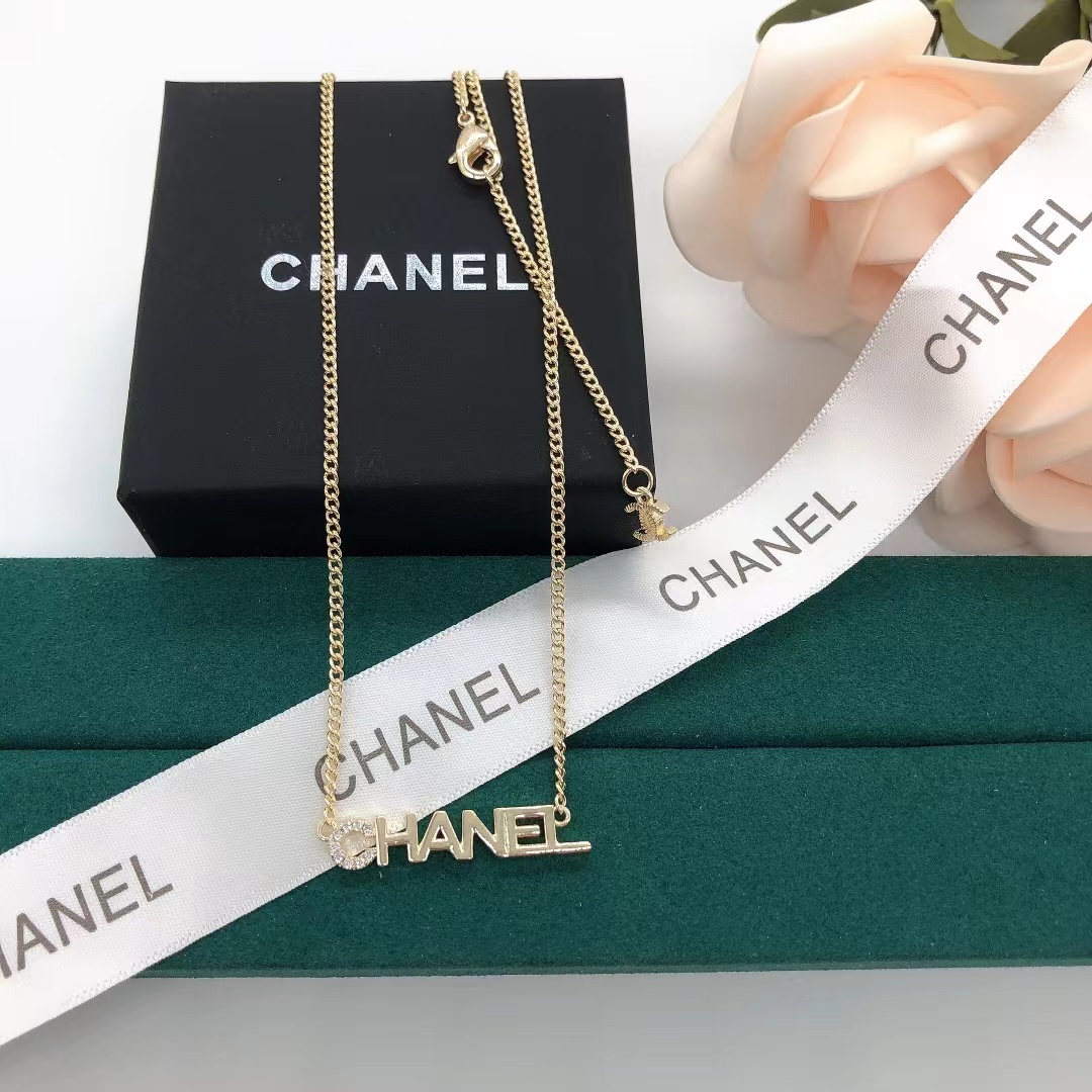 replica Chanel Letters Pendant Gold Chain Necklace - H Lin Jewelry