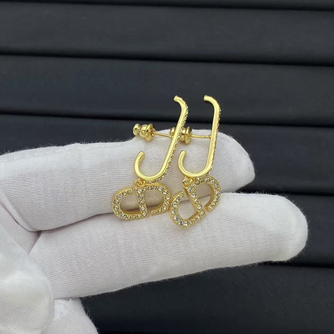 replica Dior Huggie Hoop Earrings with CD Drop - H Lin Jewelry