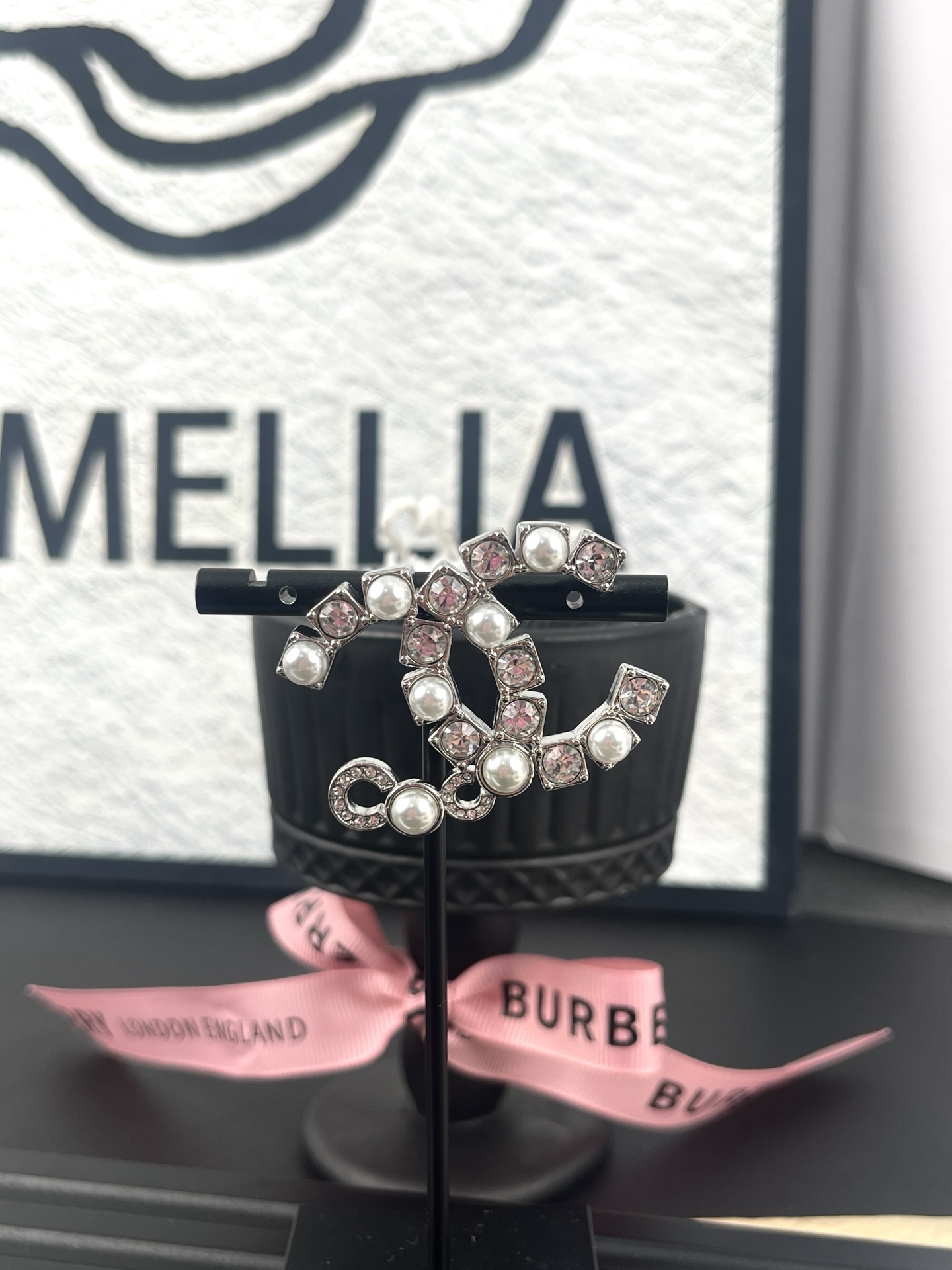 replica Chanel Rhinestone Pearl Coco Brooch - H Lin Jewelry