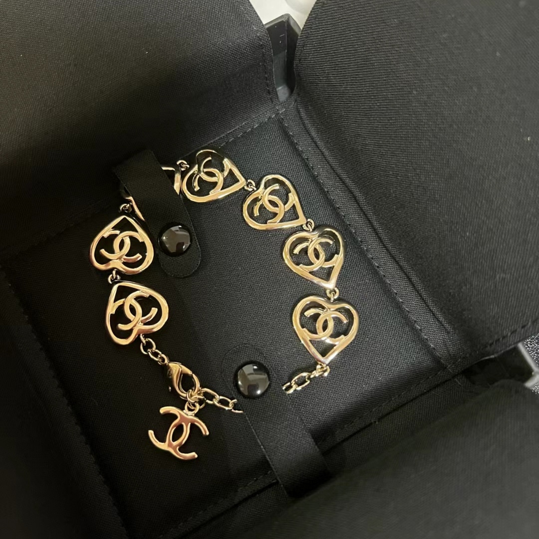 replica Chanel Hollow Heart Bracelet Earrings Ring Leather Necklace - H Lin Jewelry