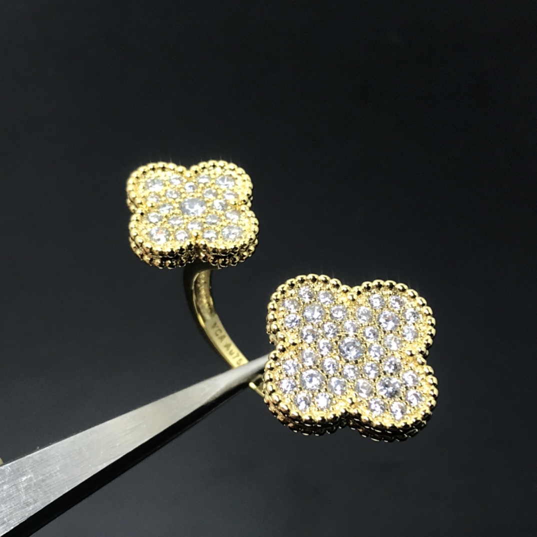 replica Van Cleef & Arpels Full Diamond Magic Alhambra Between the Finger Ring - H Lin Jewelry